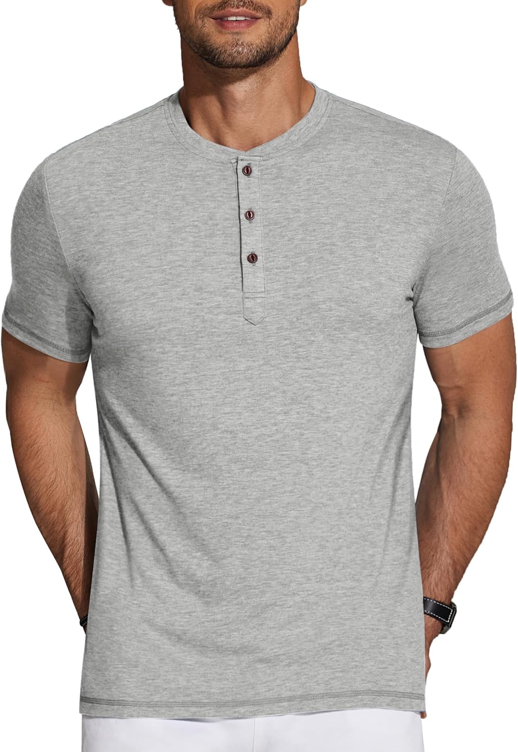 COOFANDY Mens Henley Shirts Short Sleeve Casual Basic Tee Summer Button Henley Soild T Shirts