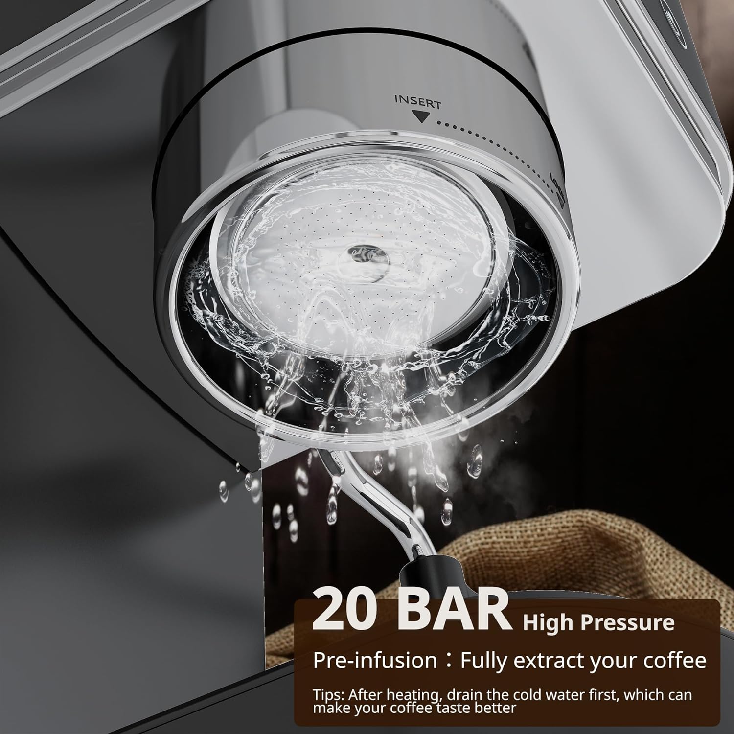 Machine à expresso 19 bars, machine à expresso professionnelle avec mousseur à lait à vapeur, machine à café expresso avec réservoir d'eau amovible de 40 oz, machine à cappuccino et à latte pour la maison, CM02