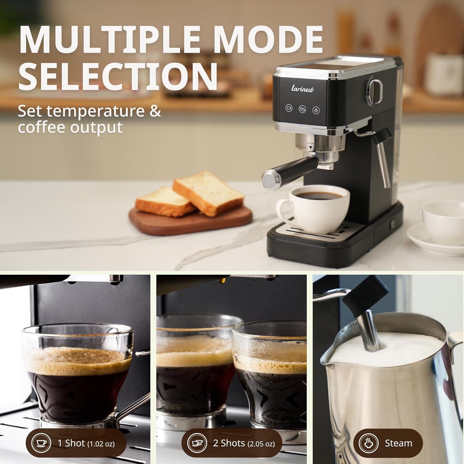 Machine à expresso 19 bars, machine à expresso professionnelle avec mousseur à lait à vapeur, machine à café expresso avec réservoir d'eau amovible de 40 oz, machine à cappuccino et à latte pour la maison, CM02