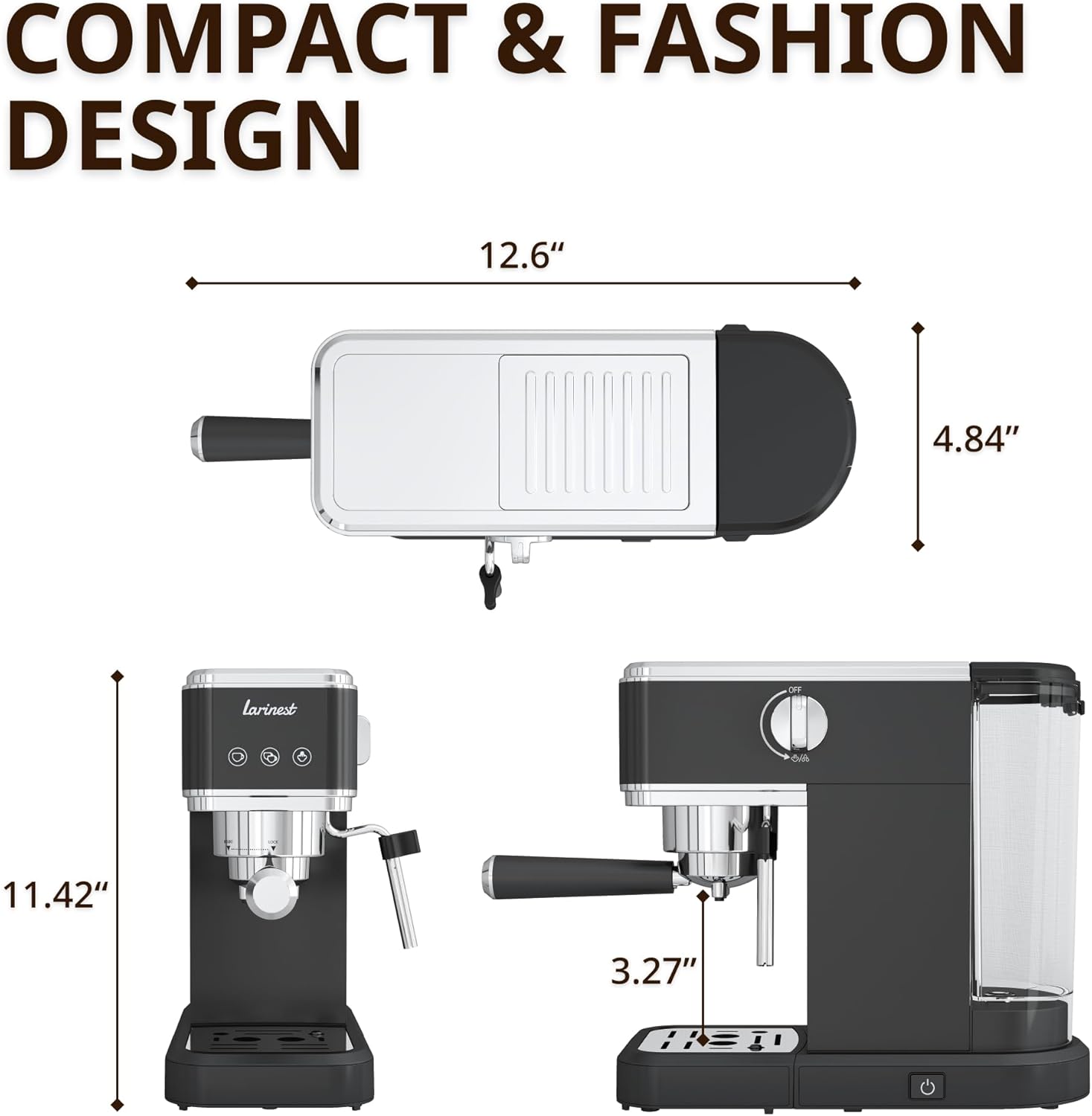 Machine à expresso 19 bars, machine à expresso professionnelle avec mousseur à lait à vapeur, machine à café expresso avec réservoir d'eau amovible de 40 oz, machine à cappuccino et à latte pour la maison, CM02