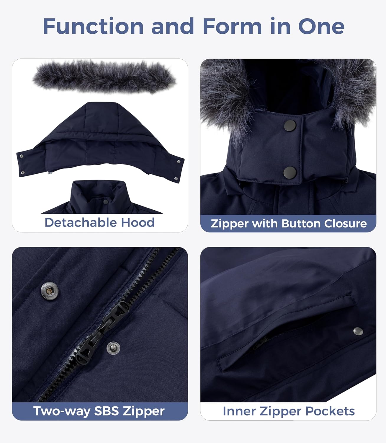 wantdo Womens Waterproof Winter Coat Warm Long Puffer Jackets with Faux Fur Hood Thicken Parka · v9