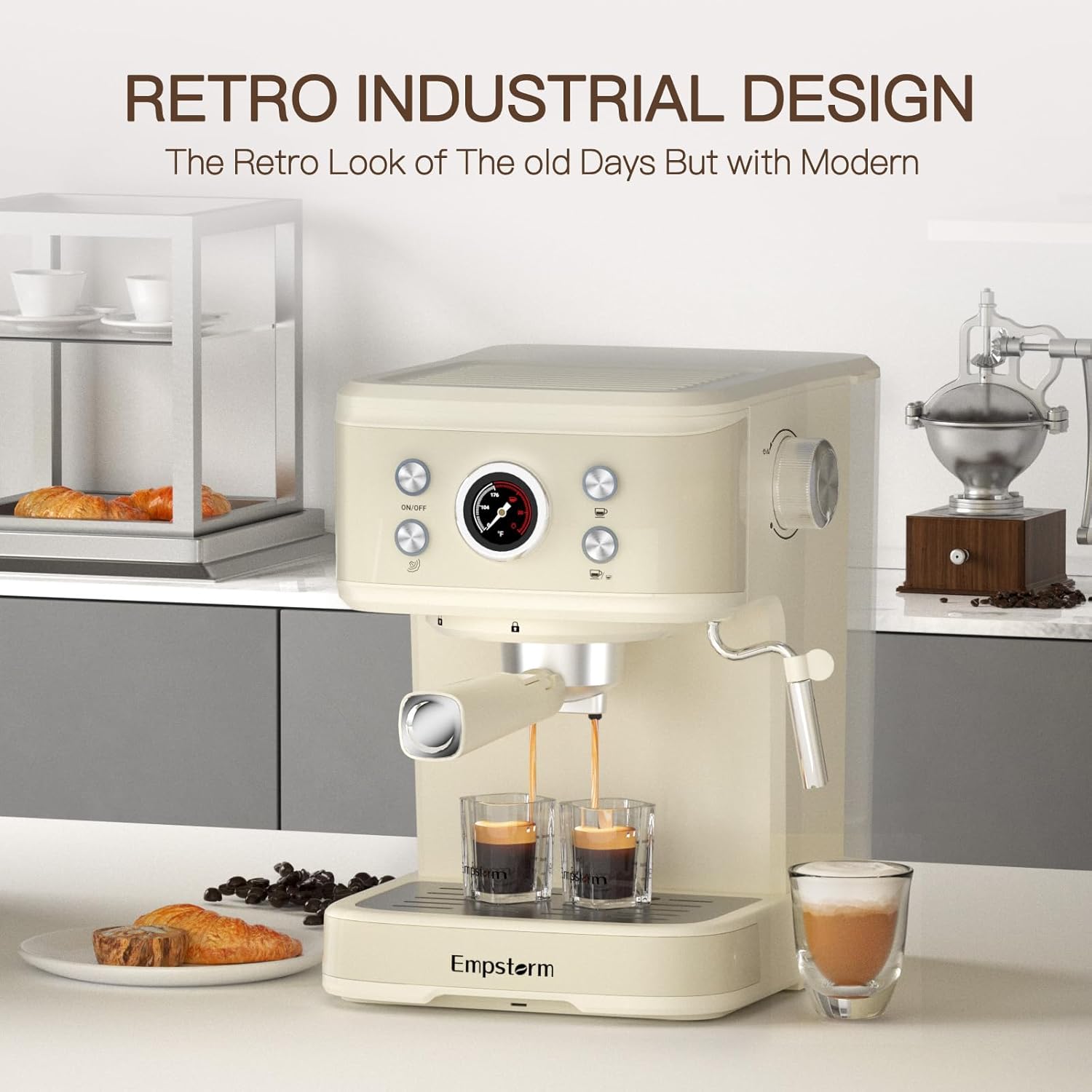 Espresso machine, 20 Bar Espresso Maker with Milk Frother Steam Wand, Compact Expresso Coffee Machine with for Cappuccino · v10