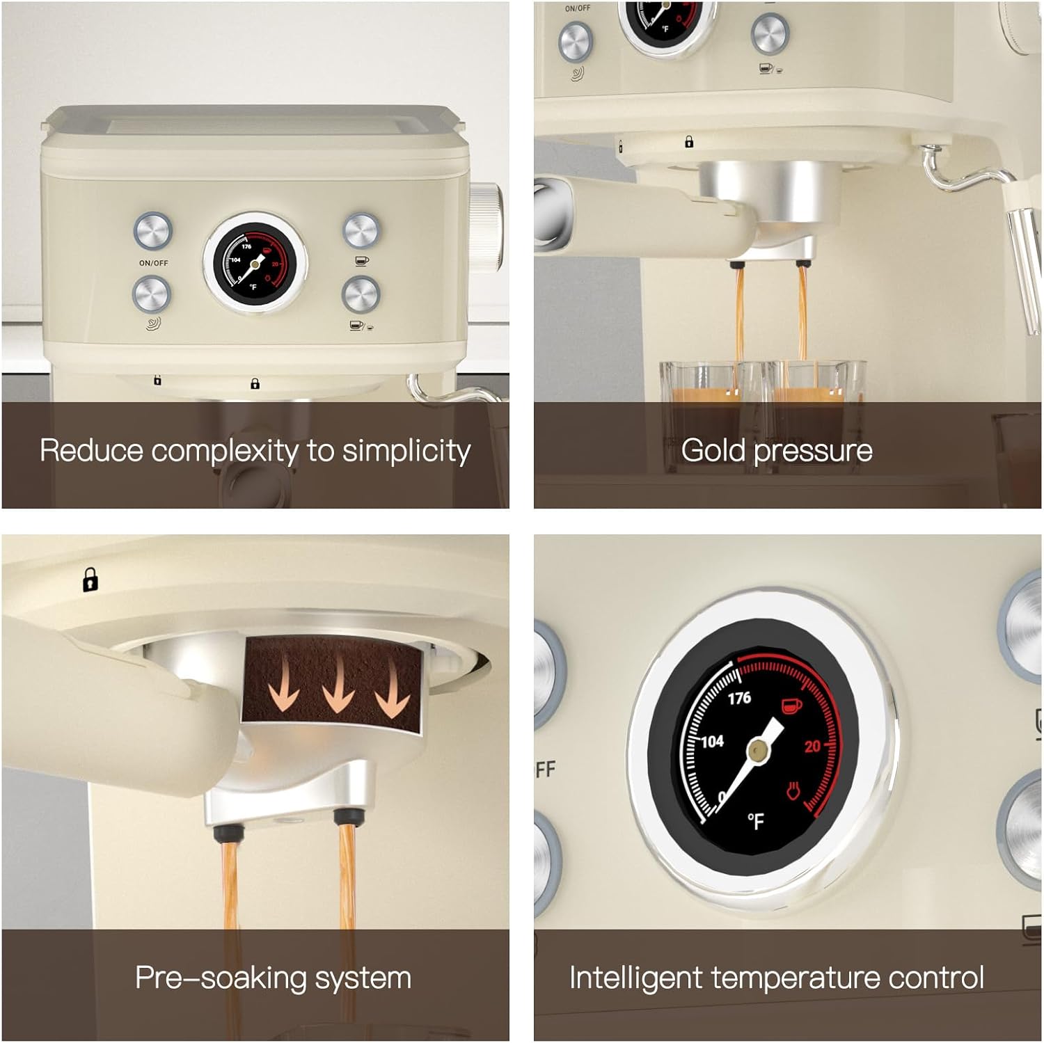 Espresso machine, 20 Bar Espresso Maker with Milk Frother Steam Wand, Compact Expresso Coffee Machine with for Cappuccino · v10