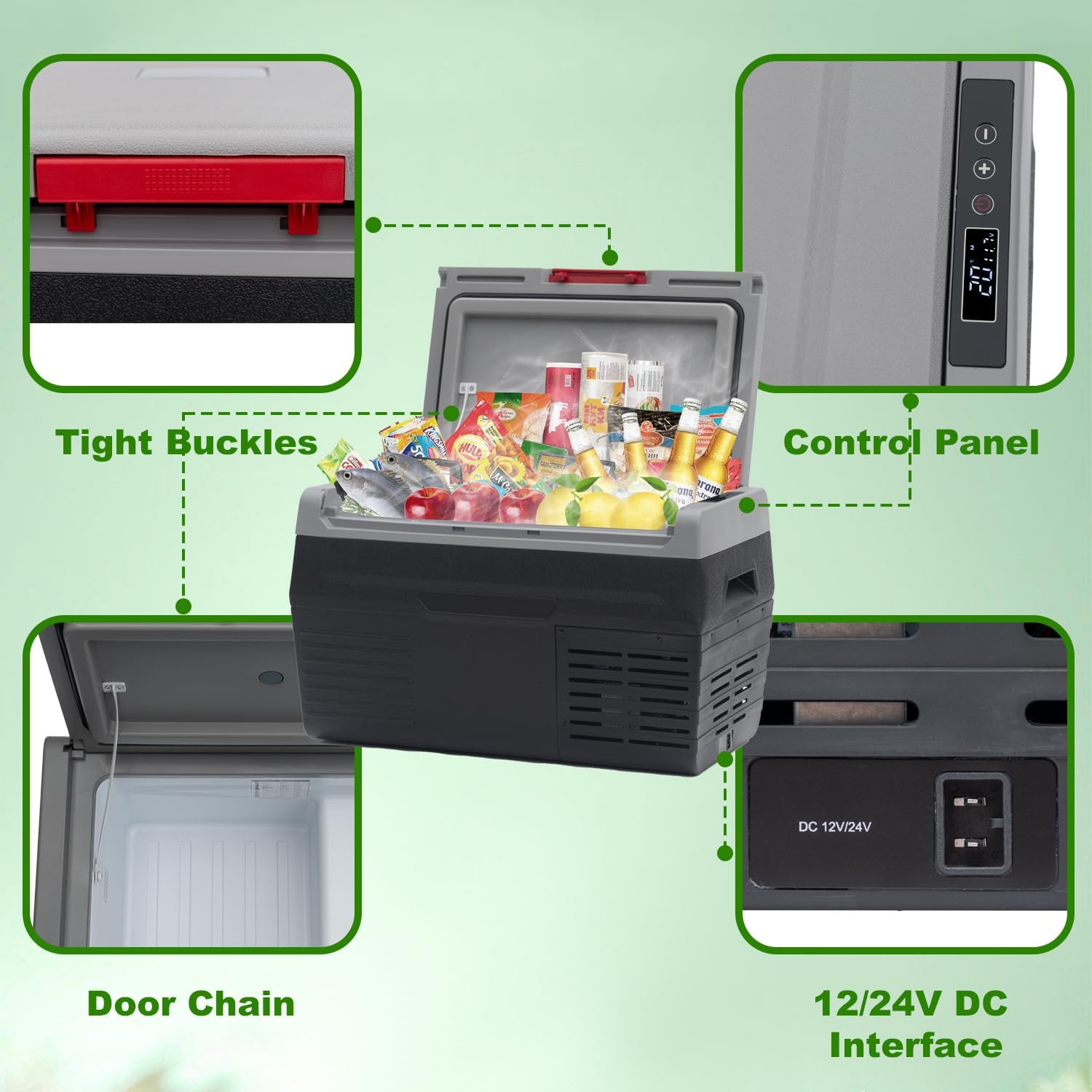 SMETA Mini-Kühlschrank, 1,76 Zoll, 12 V, mit Schloss und tragbarem Kühl-/Gefrierschrank, 12 V/24 V, 20 l