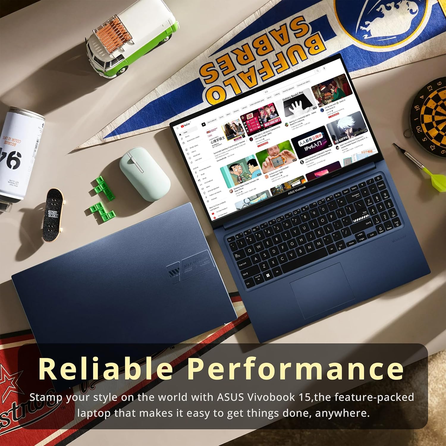 ASUS VivoBook 15.6 FHD-laptop met touchscreen, Intel Core i7-1255U, 16 GB RAM, 1 TB PCIe SSD, Intel Iris Xe Graphics, toetsenbord met achtergrondverlichting, WiFi 6, Windows 11 Pro, Quiet Blue, 32 GB Hotface USB-kabel