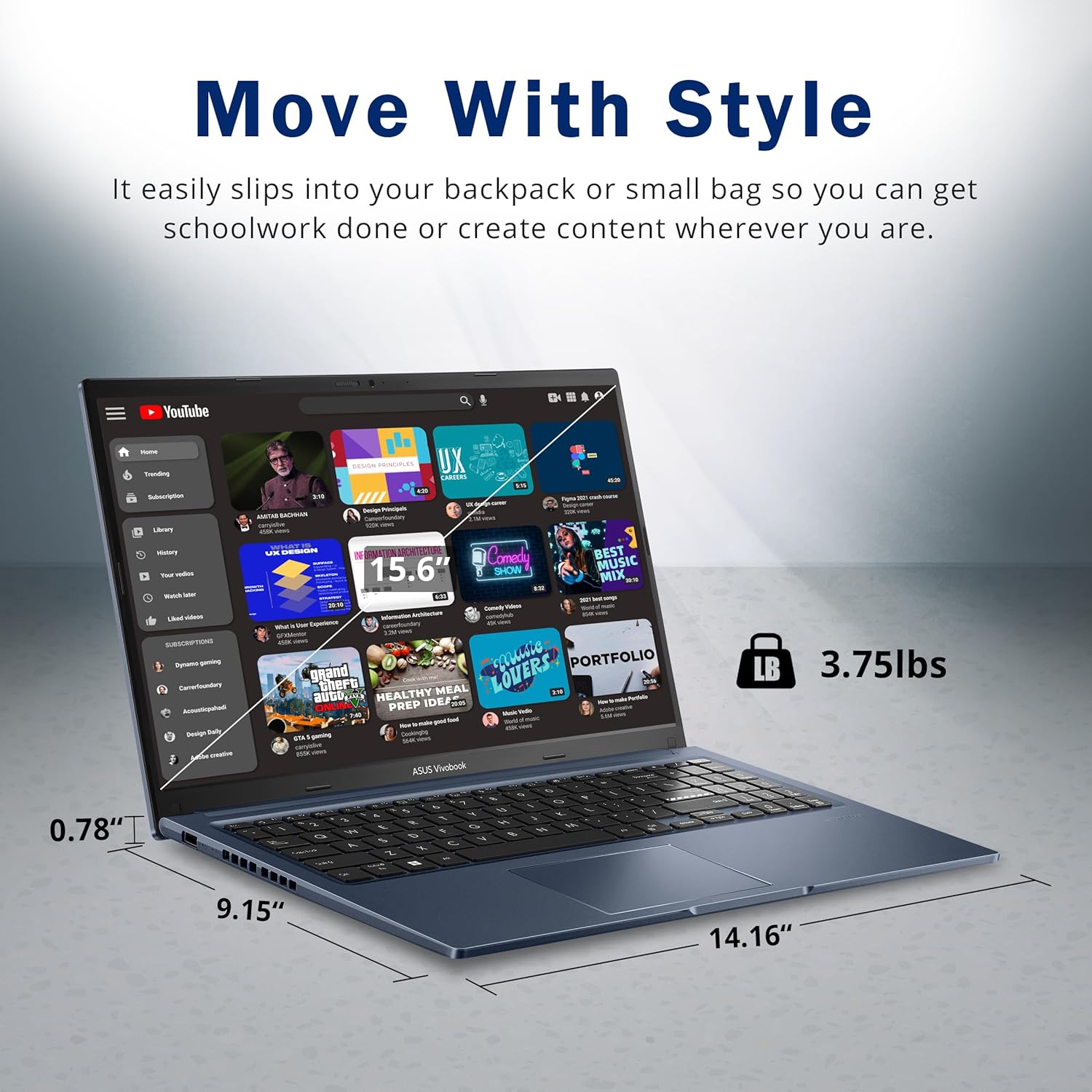 ASUS VivoBook 15.6 FHD-laptop met touchscreen, Intel Core i7-1255U, 16 GB RAM, 1 TB PCIe SSD, Intel Iris Xe Graphics, toetsenbord met achtergrondverlichting, WiFi 6, Windows 11 Pro, Quiet Blue, 32 GB Hotface USB-kabel