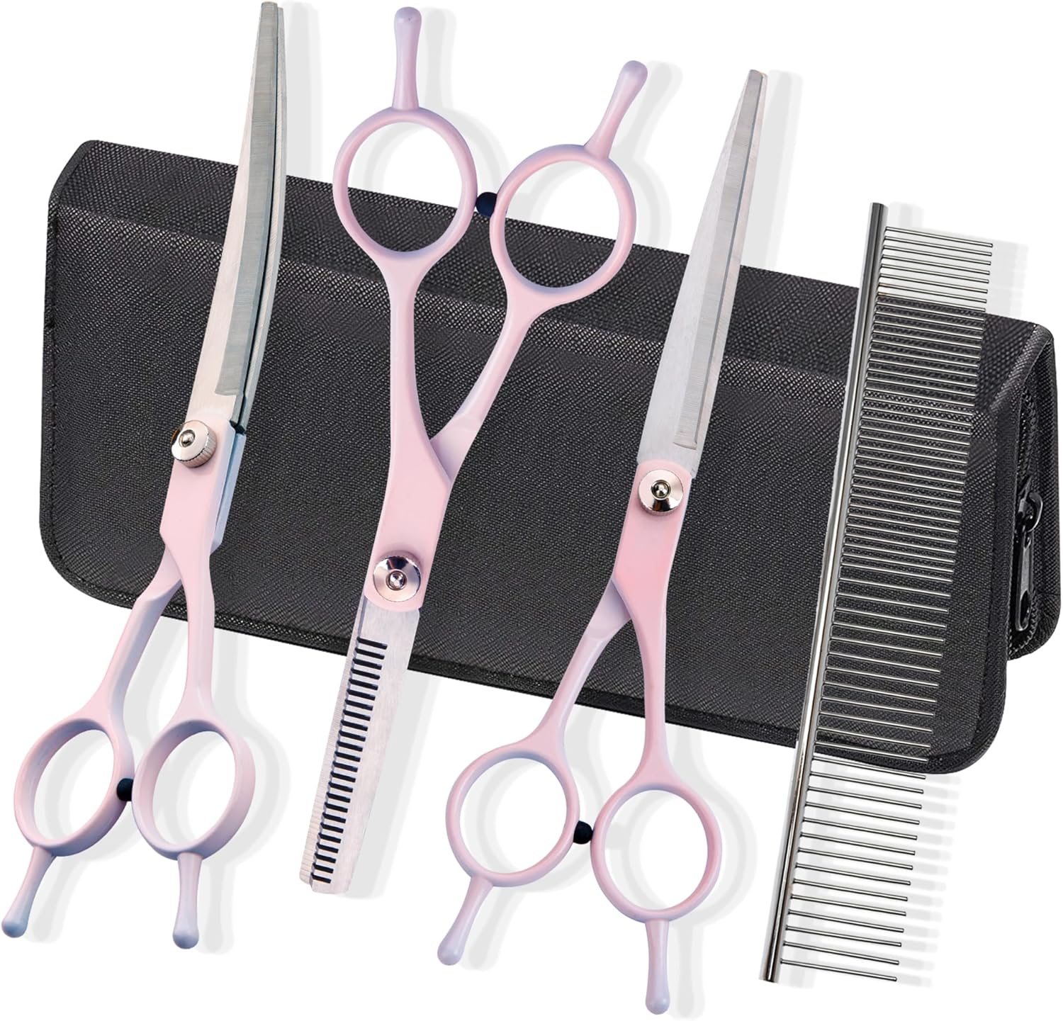 Dog Grooming Scissors Kit, Fcysy Professional Dog Trimming Scissors Set, Hair Cutting Scissors for Pet Dog Cat Grooming at Home, Curved Dog Scissors Pet Thinning Shears, Pet Grooming Supplies · v2