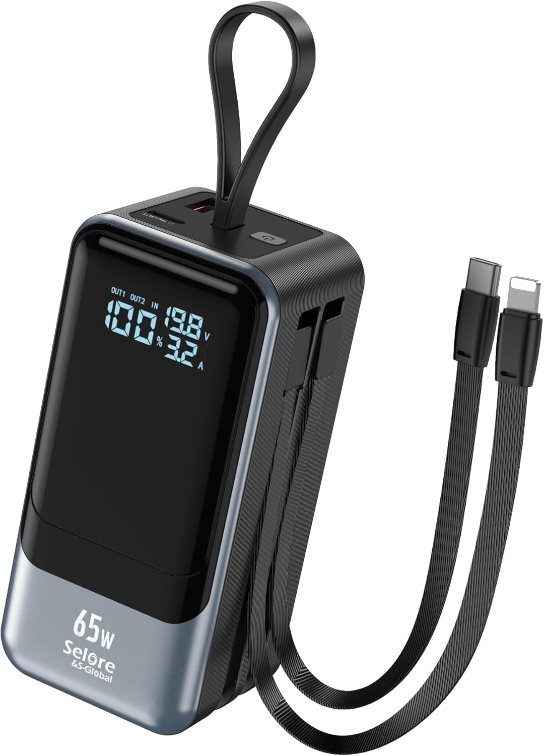 Selore Power Bank, 65W Laptop Portable Charger with Built in USB C Cable, 4 Outputs, Fast Charging External Battery Pack for Laptop MacBook Dell XPS iPad Tablet iPhone 16/15 Series Samsung S24 et · v2