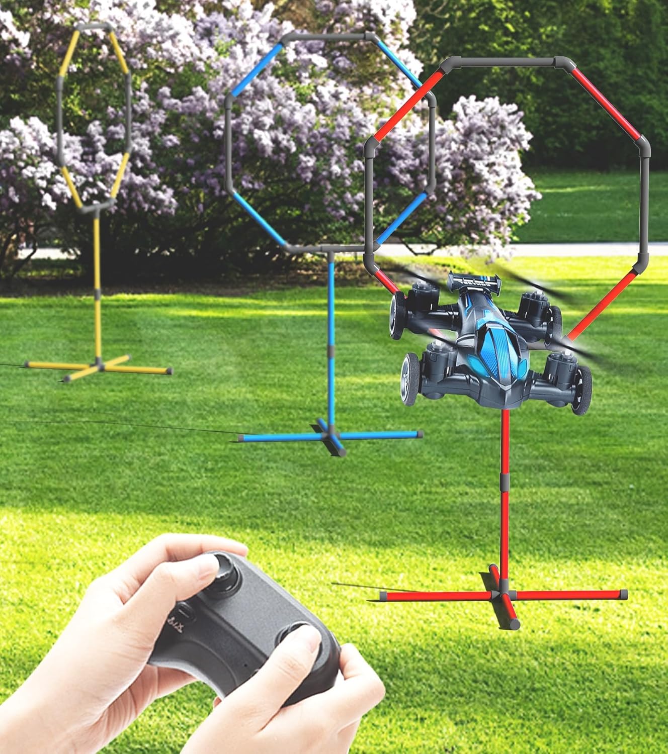 Kit Lintasan Halang Rintang Drone Galvanox, Termasuk 3 Ukuran Lingkaran yang Mudah Dibangun, Sempurna untuk Kompetisi Balap RC FPV drone atau pesawat model.