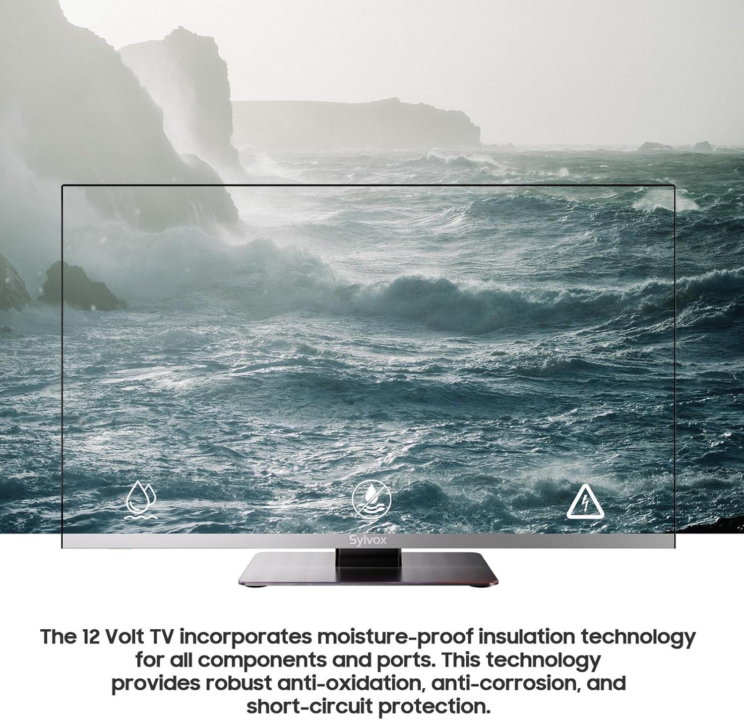 SYLVOX 22インチ スマート 12ボルト TV デジタル ビデオ ディスク コンボ、FHD 1080P 防湿、ARC、CEC、WiFi 付き。