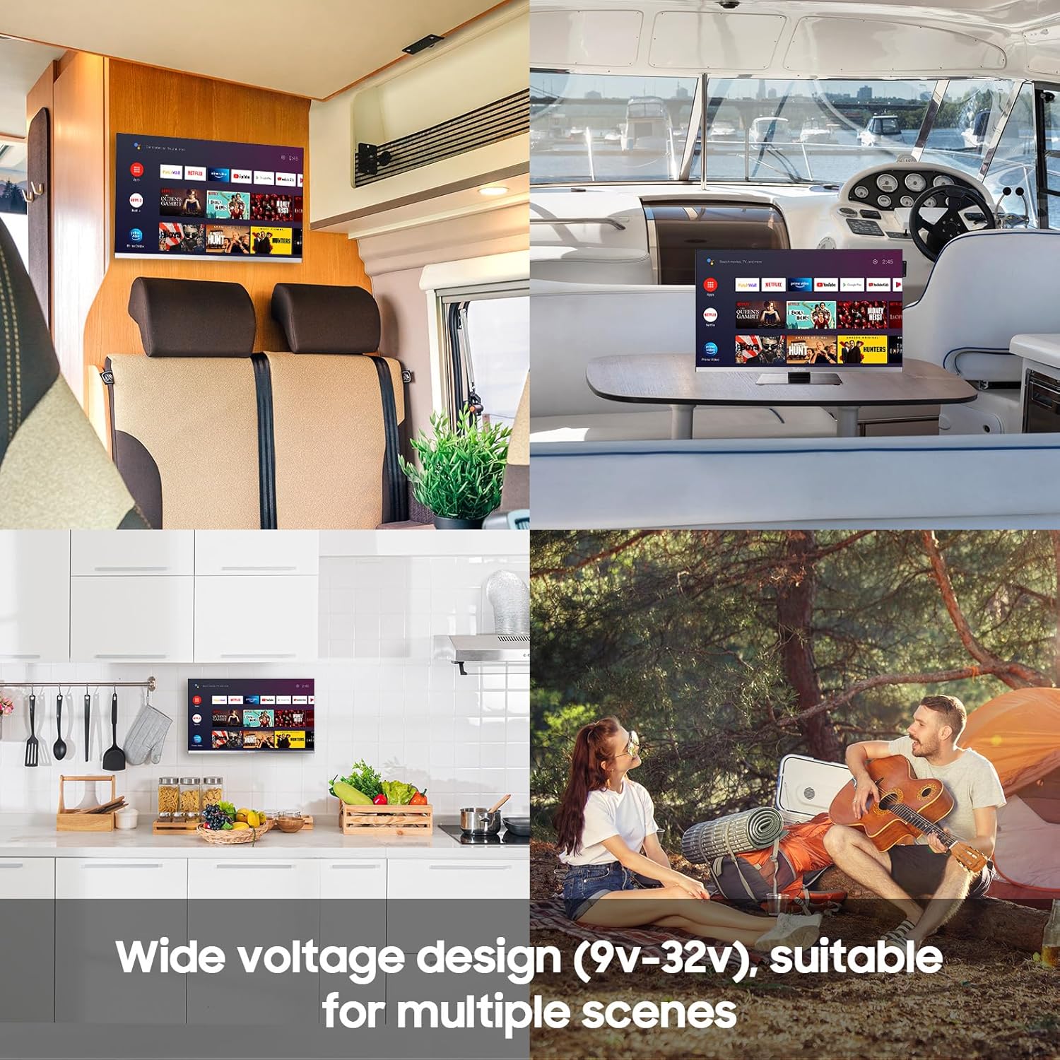 SYLVOX 22インチ スマート 12ボルト TV デジタル ビデオ ディスク コンボ、FHD 1080P 防湿、ARC、CEC、WiFi 付き。