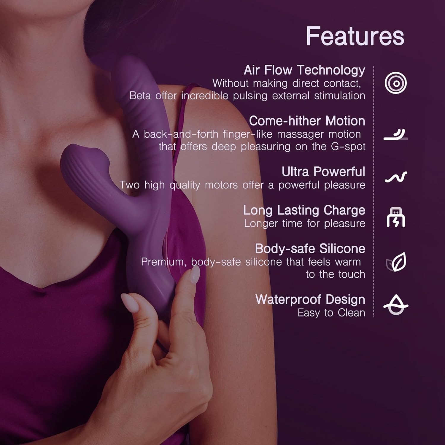 Tracys Dog Come-Hither Rabbit Sucking Vibrator for Clitoral G Spot Stimulation, Adult Sex Toys for Women Couple, Vibrating Finger Massager with 3 Suction and 10 Vibration  Come-Hither Modes (Beta)