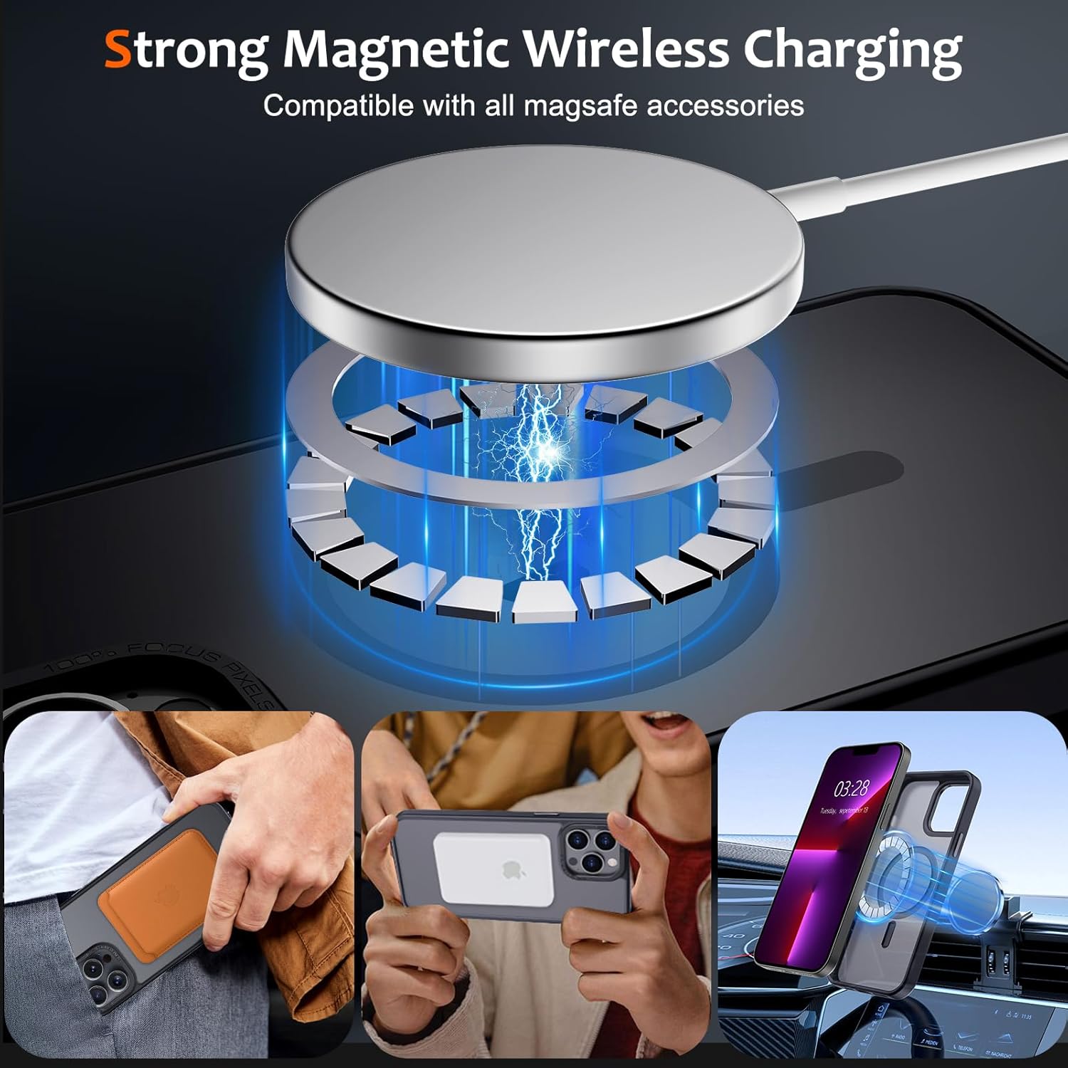 Anuck for iPhone 13 Pro Max Case Magnetic Phone Case Compatible with MagSafe, Soft TPU Bumper Hard Translucent Matte Back Slim Fit Shockproof Protective Case Cover for Men Women Girls - Black