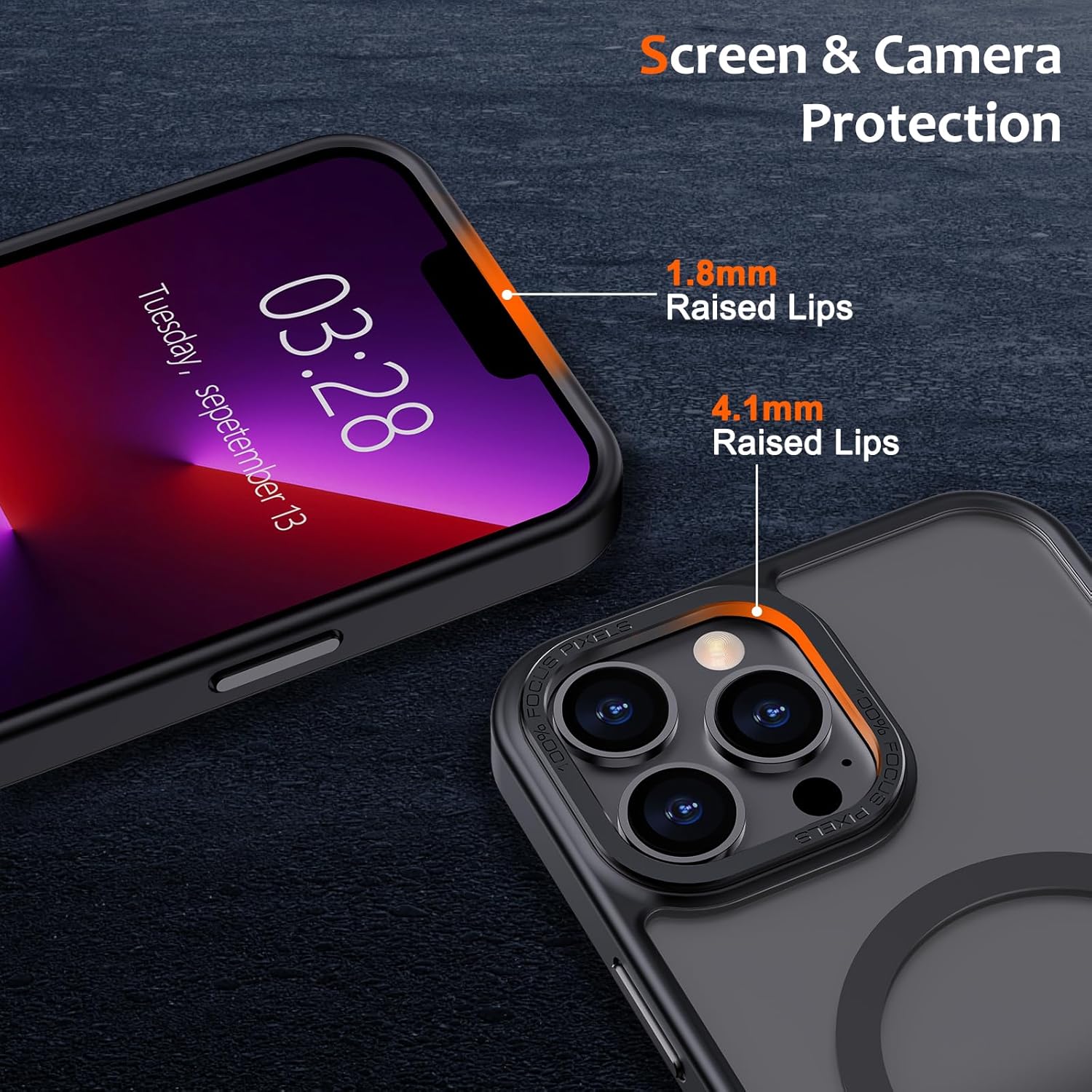 Anuck for iPhone 13 Pro Max Case Magnetic Phone Case Compatible with MagSafe, Soft TPU Bumper Hard Translucent Matte Back Slim Fit Shockproof Protective Case Cover for Men Women Girls - Black