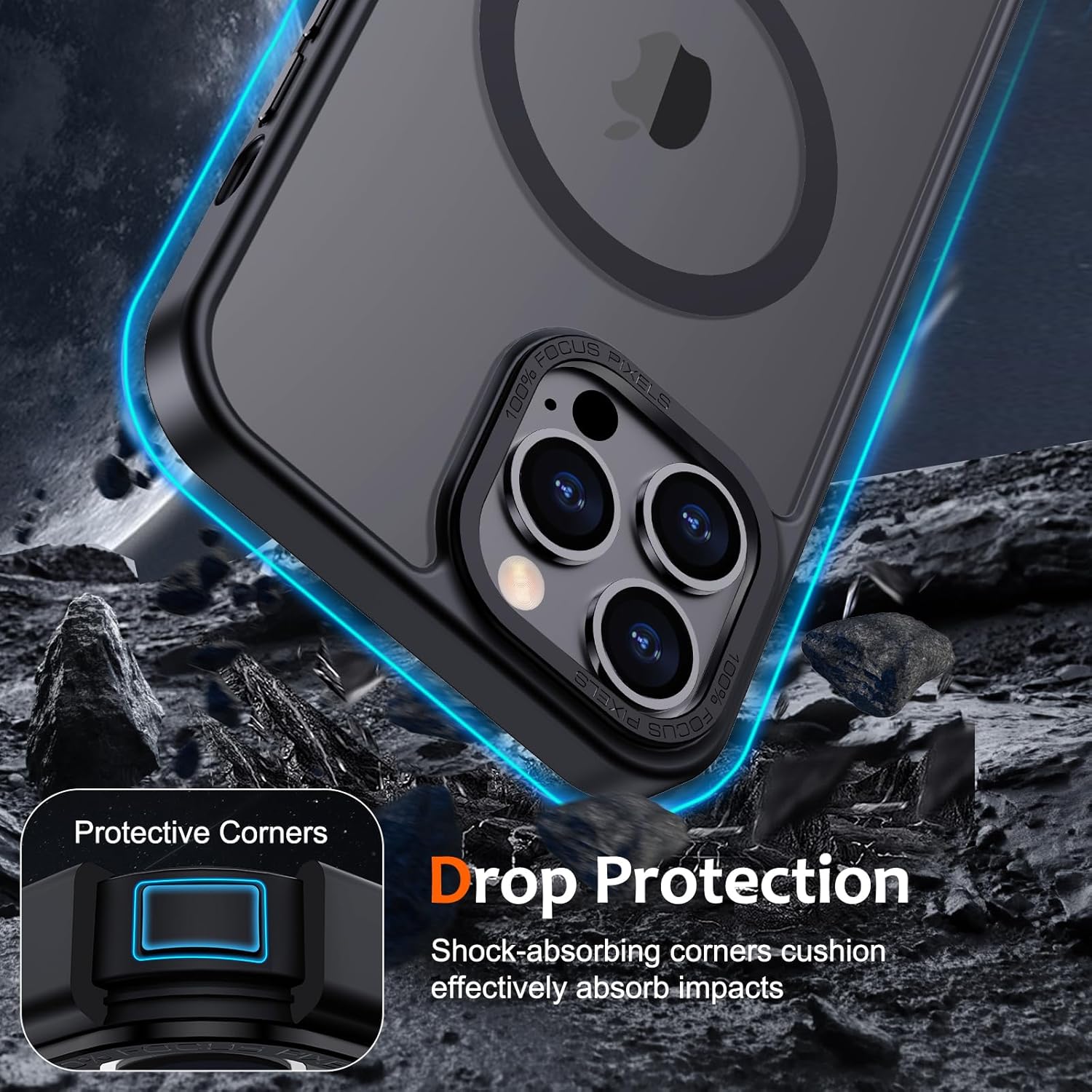 Anuck for iPhone 13 Pro Max Case Magnetic Phone Case Compatible with MagSafe, Soft TPU Bumper Hard Translucent Matte Back Slim Fit Shockproof Protective Case Cover for Men Women Girls - Black