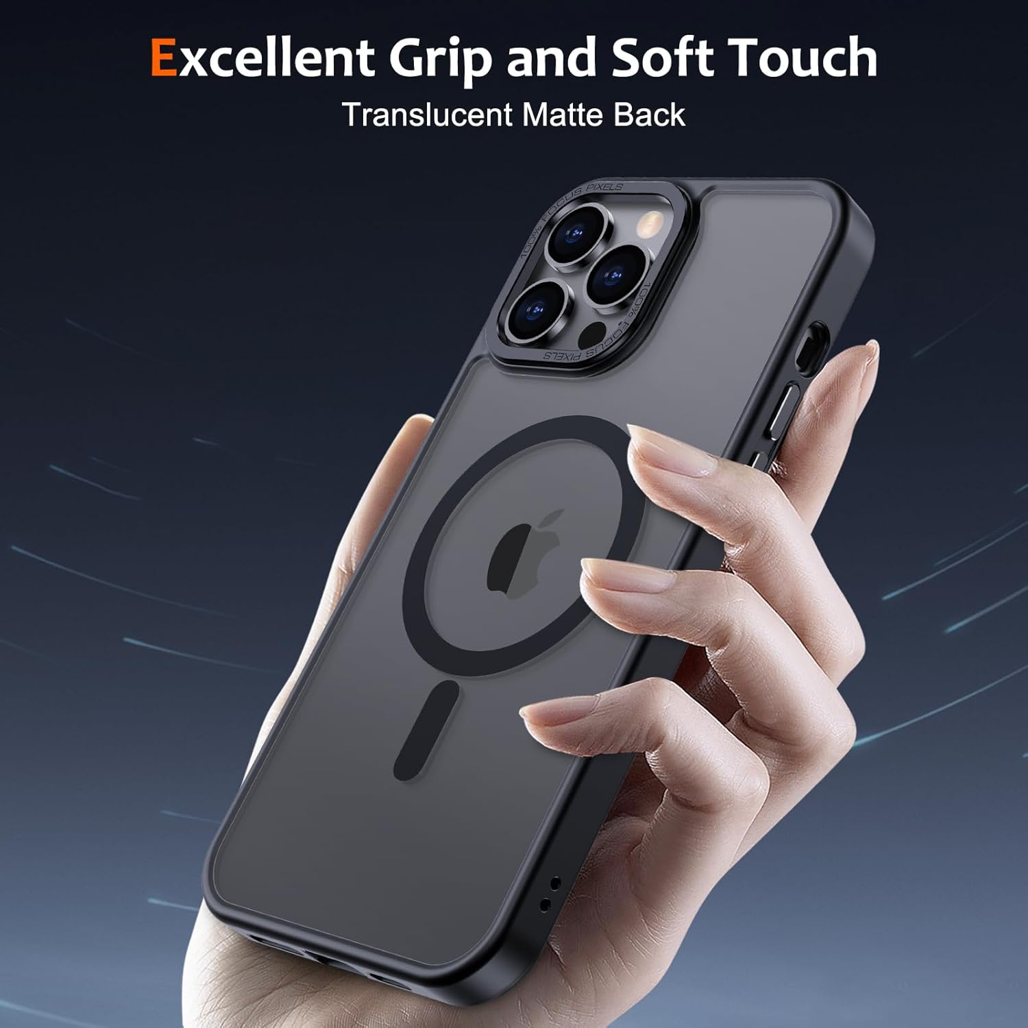 Anuck for iPhone 13 Pro Max Case Magnetic Phone Case Compatible with MagSafe, Soft TPU Bumper Hard Translucent Matte Back Slim Fit Shockproof Protective Case Cover for Men Women Girls - Black