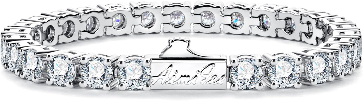 Bracciale tennis da donna in moissanite da 4.2-20.4 cttw per uomo colore D VVS1 Clarity rotondo a taglio brillante Bracciale in argento sterling S925 3/4,5/5,5 mm con certificato