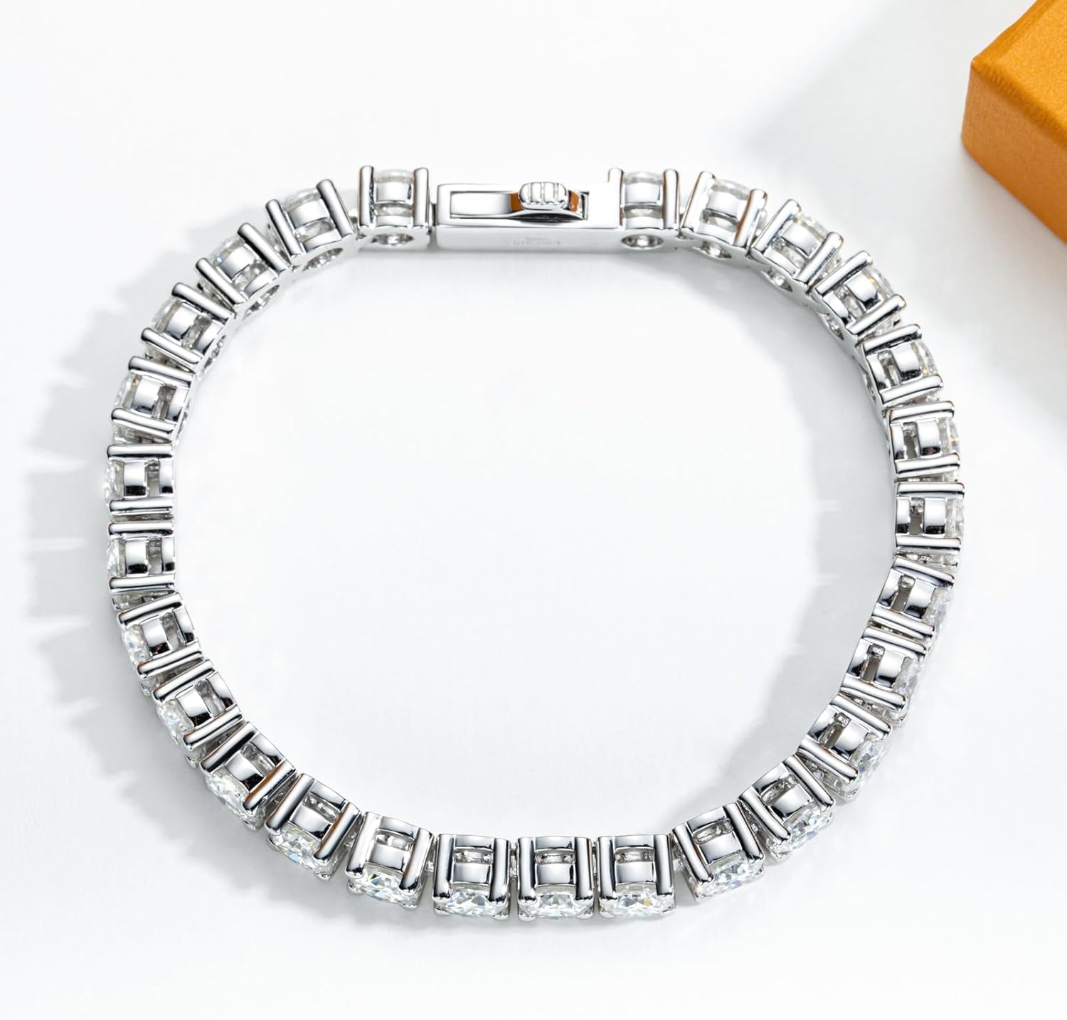 Bracciale tennis da donna in moissanite da 4.2-20.4 cttw per uomo colore D VVS1 Clarity rotondo a taglio brillante Bracciale in argento sterling S925 3/4,5/5,5 mm con certificato