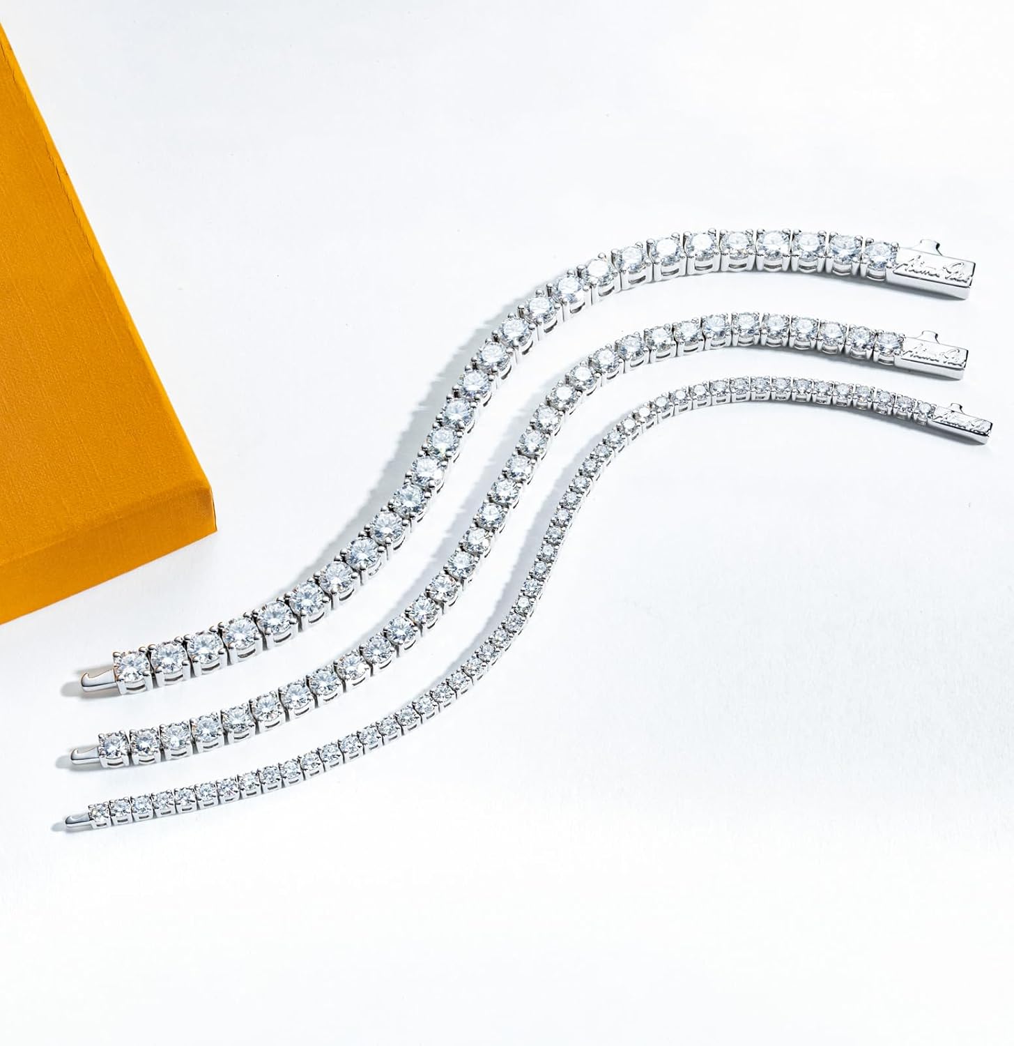 Bracciale tennis da donna in moissanite da 4.2-20.4 cttw per uomo colore D VVS1 Clarity rotondo a taglio brillante Bracciale in argento sterling S925 3/4,5/5,5 mm con certificato