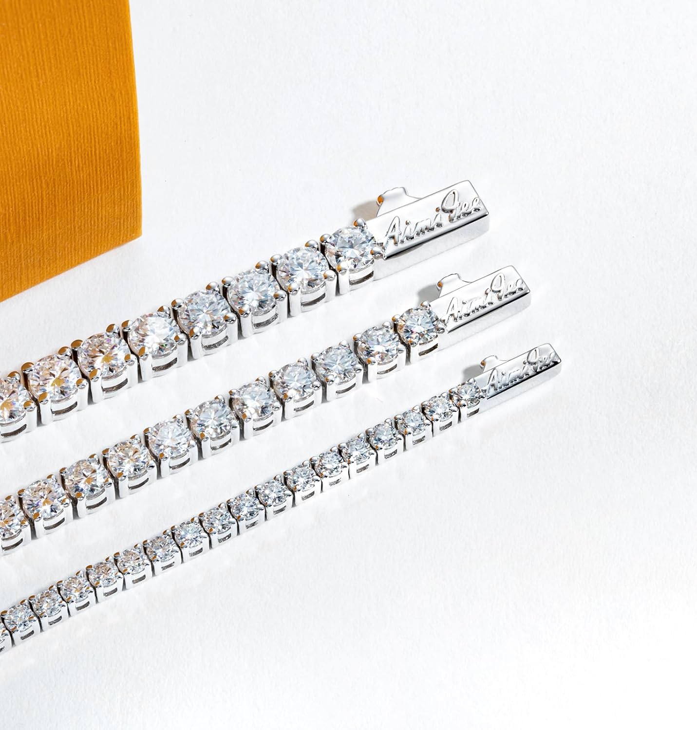 Bracciale tennis da donna in moissanite da 4.2-20.4 cttw per uomo colore D VVS1 Clarity rotondo a taglio brillante Bracciale in argento sterling S925 3/4,5/5,5 mm con certificato