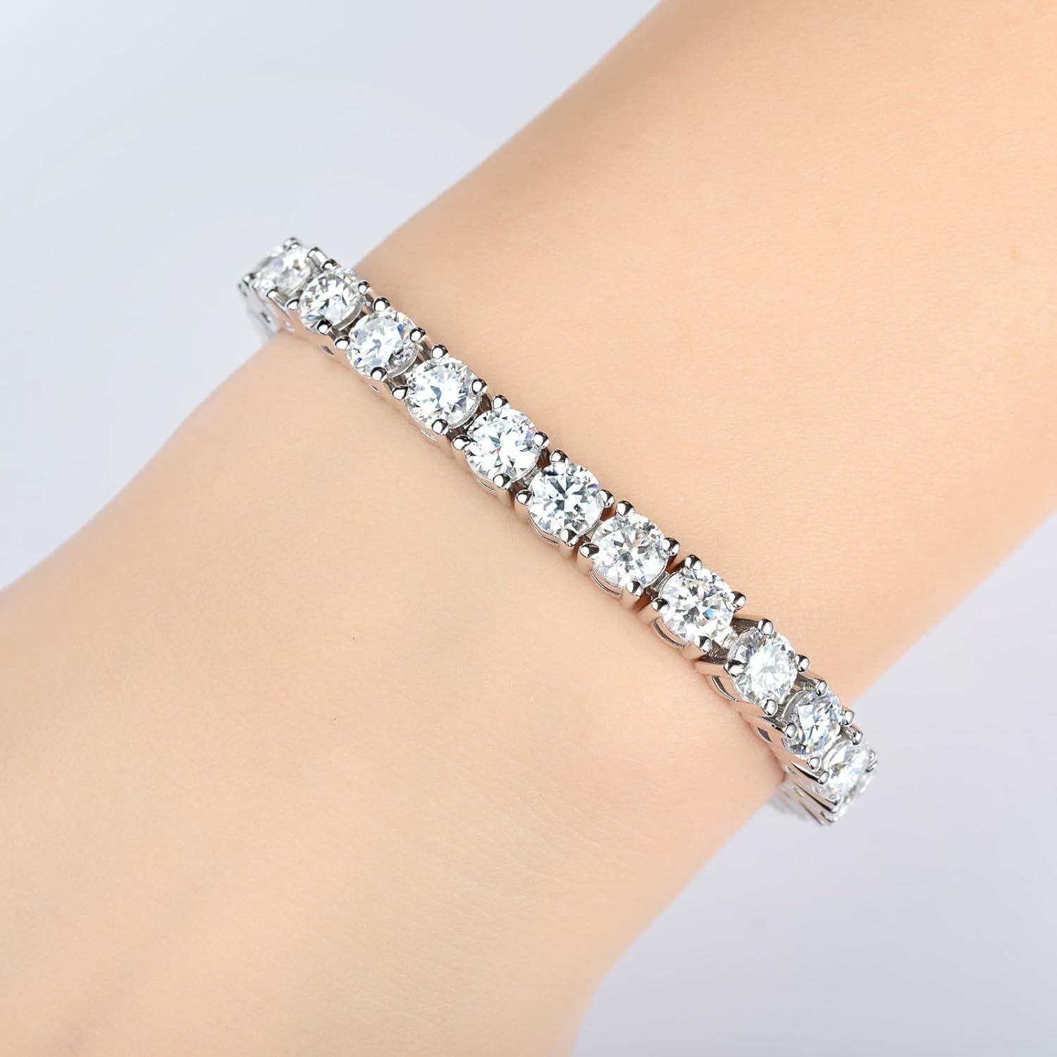 Bracciale tennis da donna in moissanite da 4.2-20.4 cttw per uomo colore D VVS1 Clarity rotondo a taglio brillante Bracciale in argento sterling S925 3/4,5/5,5 mm con certificato