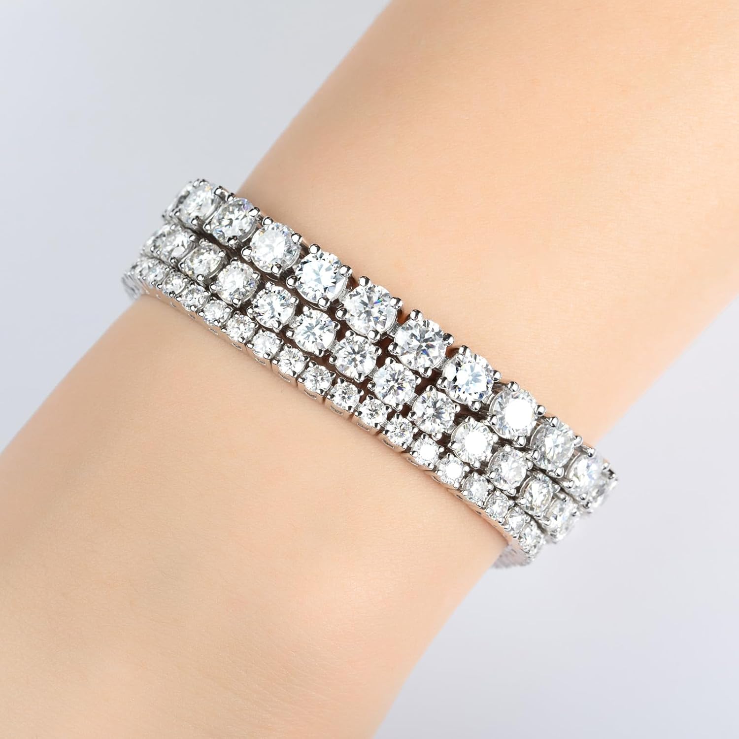 Bracciale tennis da donna in moissanite da 4.2-20.4 cttw per uomo colore D VVS1 Clarity rotondo a taglio brillante Bracciale in argento sterling S925 3/4,5/5,5 mm con certificato