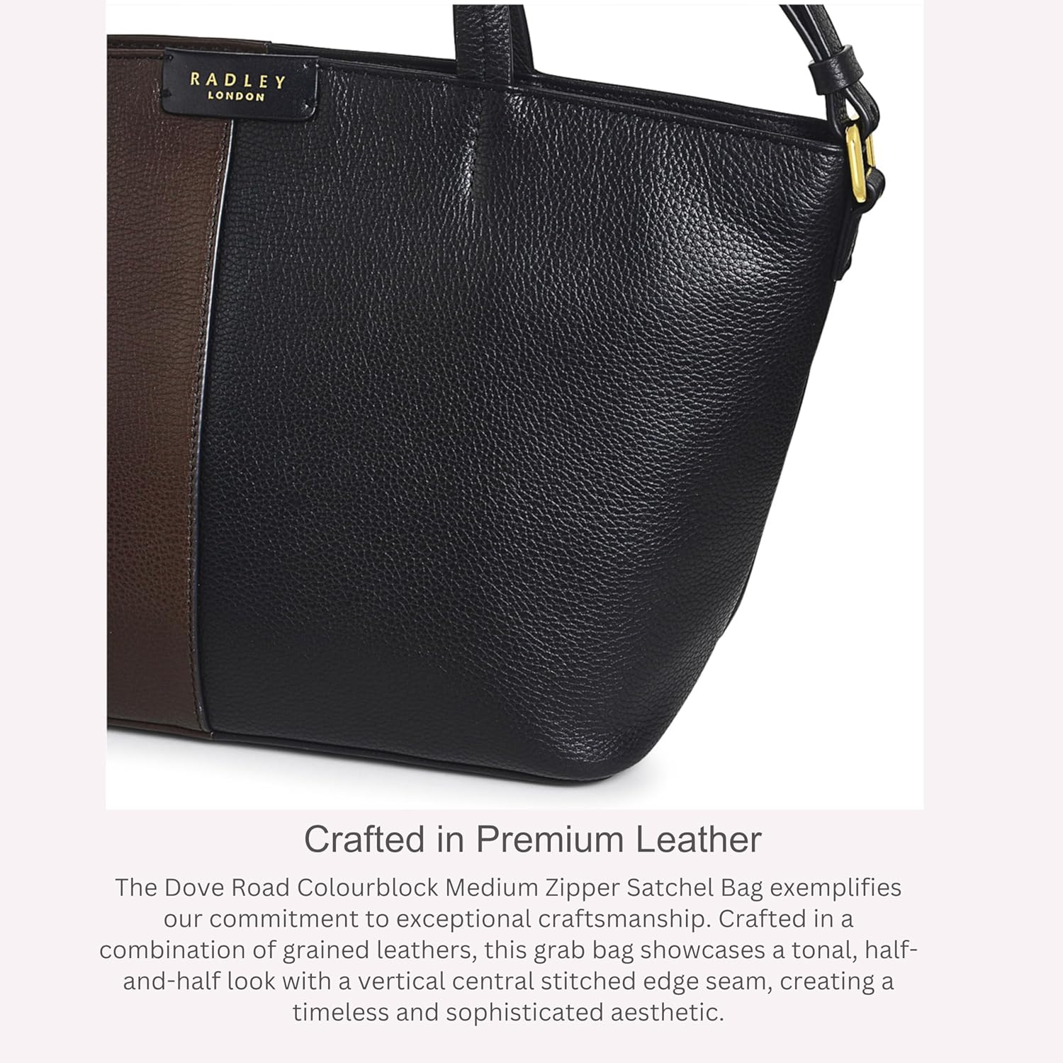RADLEY London Dove Road กระเป๋าสะพายข้างหนังทรงสี่เหลี่ยมจัตุรัสขนาดกลางพร้อมซิปสำหรับผู้หญิง เหมาะเป็นกระเป๋าถือขนาดกลาง