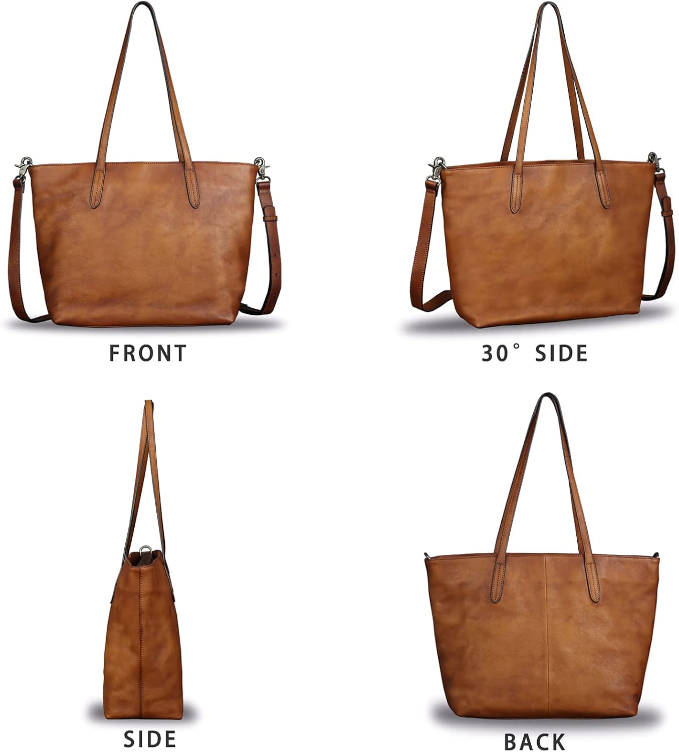 Genuine Leather Handbag Bag for Women Vintage Real Leather Shoulder Bag Purse Handmade Tote Bag Crossbody Bags · v2