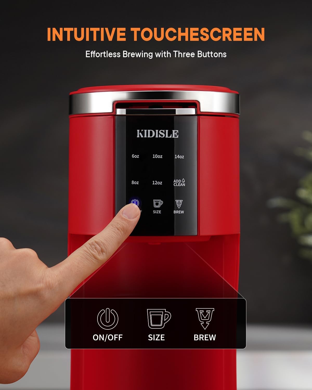 3 in 1 Single Serve Coffee Maker for K Cup Pods  Ground Coffee amp; Teas, 6 to 14oz Brew Sizes, with 40oz Removable Water Reservoir, Self-cleaning Function, Red · v2