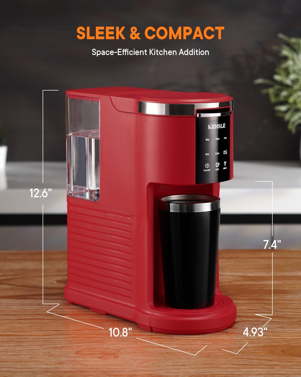 3 in 1 Single Serve Coffee Maker for K Cup Pods  Ground Coffee amp; Teas, 6 to 14oz Brew Sizes, with 40oz Removable Water Reservoir, Self-cleaning Function, Red · v2