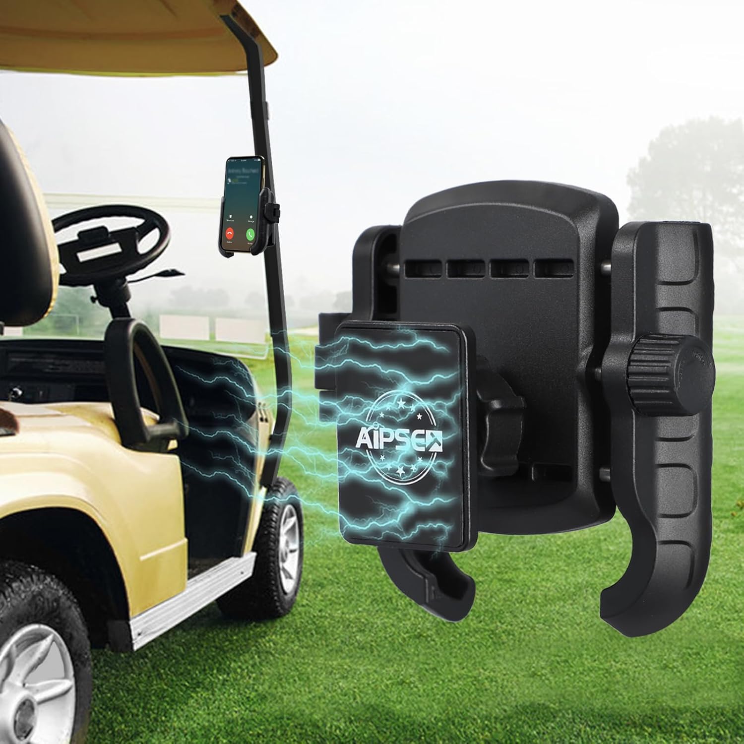 Uchwyt na telefon do wózka golfowego, magnetyczny uchwyt na telefon komórkowy kompatybilny z EZGO/Club Car/Yamaha, uniwersalny kompatybilny z iPhone/Galaxy/Google Pixel, magnes ultra wytrzymałościowy/jednoręczny/przenośny