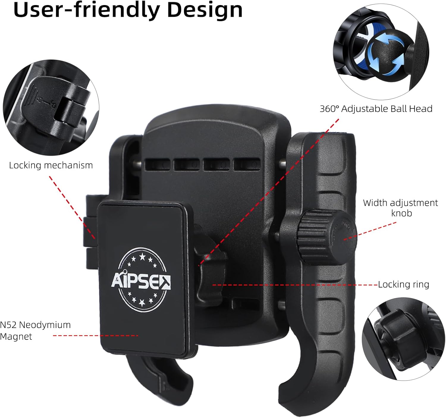 Uchwyt na telefon do wózka golfowego, magnetyczny uchwyt na telefon komórkowy kompatybilny z EZGO/Club Car/Yamaha, uniwersalny kompatybilny z iPhone/Galaxy/Google Pixel, magnes ultra wytrzymałościowy/jednoręczny/przenośny