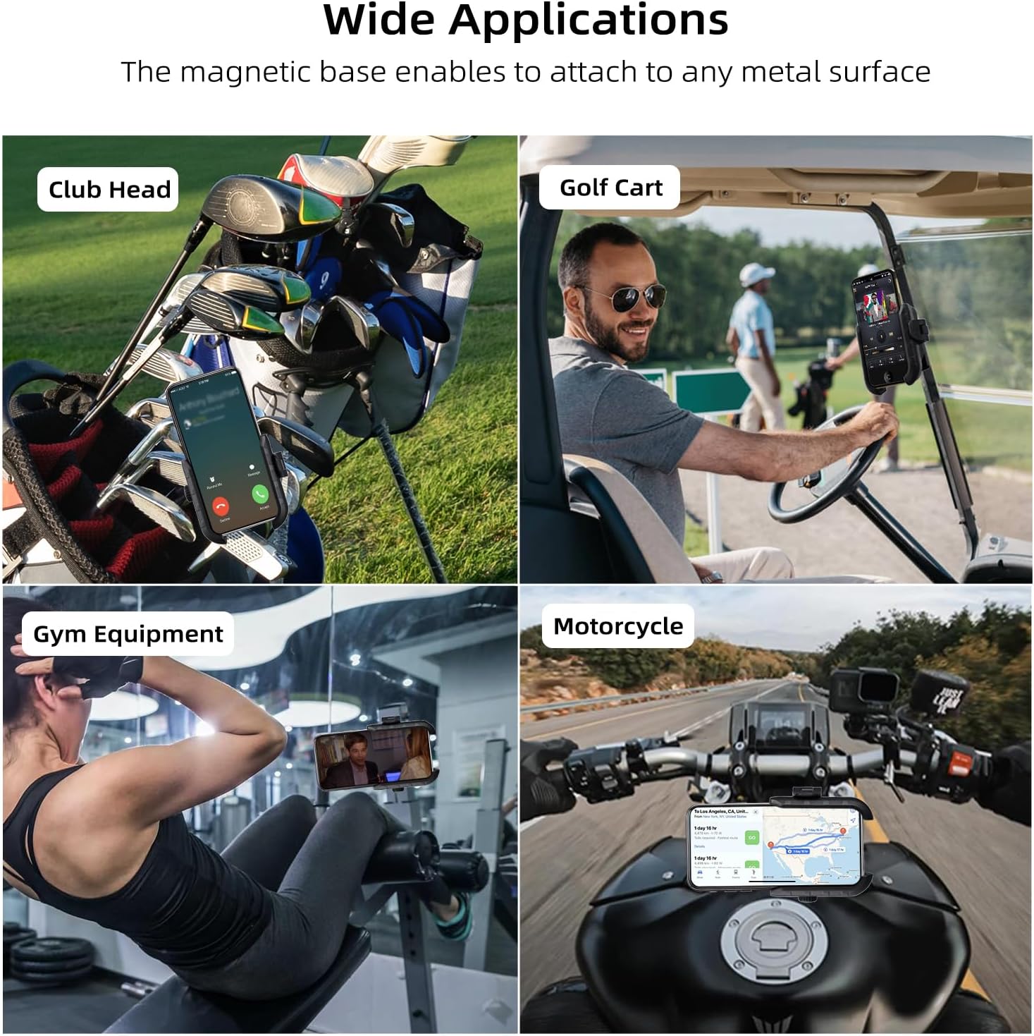 Uchwyt na telefon do wózka golfowego, magnetyczny uchwyt na telefon komórkowy kompatybilny z EZGO/Club Car/Yamaha, uniwersalny kompatybilny z iPhone/Galaxy/Google Pixel, magnes ultra wytrzymałościowy/jednoręczny/przenośny
