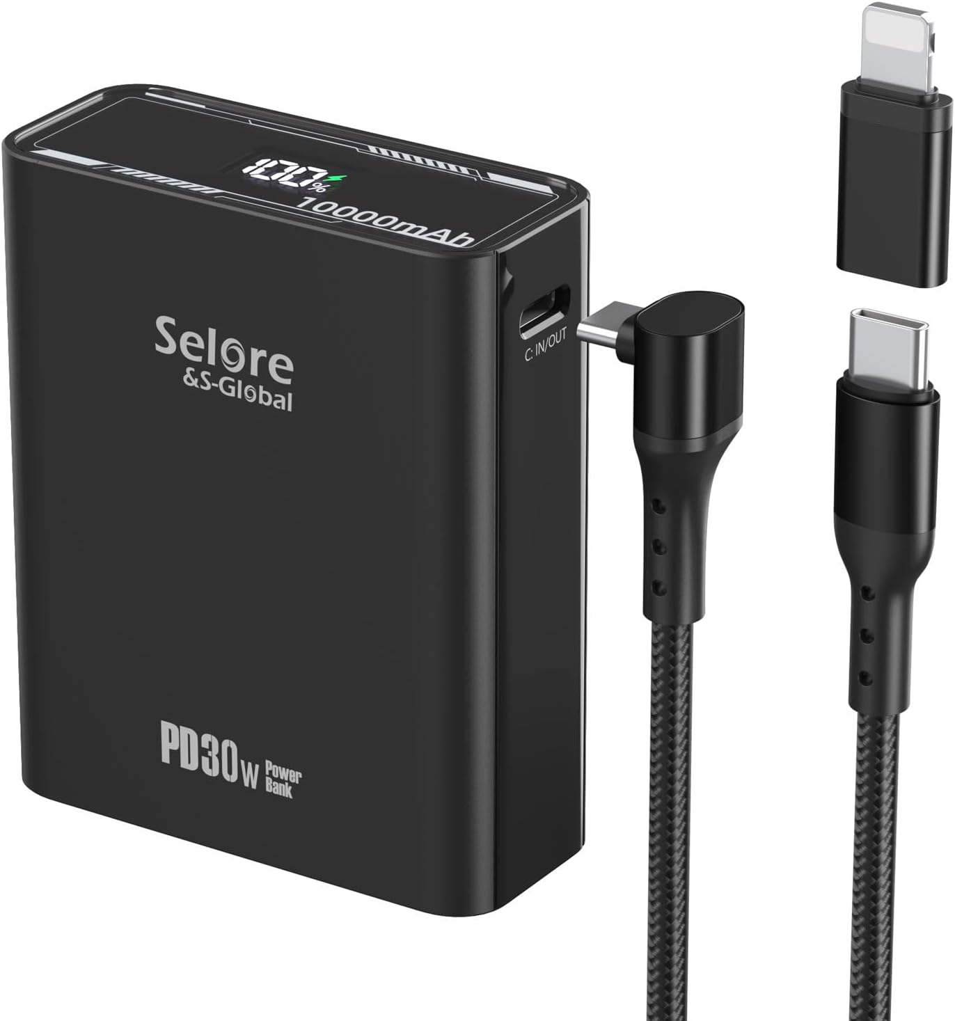 Powerbank 30W, 10000mAh, tragbares Ladegerät mit integriertem Kabel, USB-C-Ausgangseingang, Travel Essentials, Akkupack mit 2 Ausgängen für iPhone 16, 15-Serie, iPad, Tablets, Samsung S24 usw.