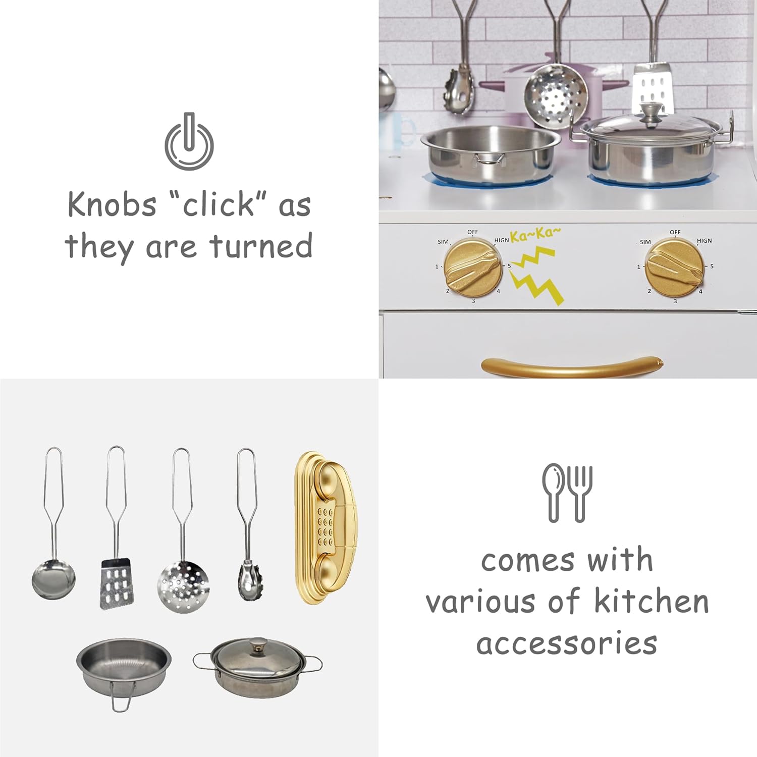 Wooden Play Kitchen Toy Set with Light, Kids Children Pretend Toy Kitchen Playset, Sink with Faucet, Oven, Microwave, Kitchenware Set Accessories for Ages 3-8 Girls Boys · v5