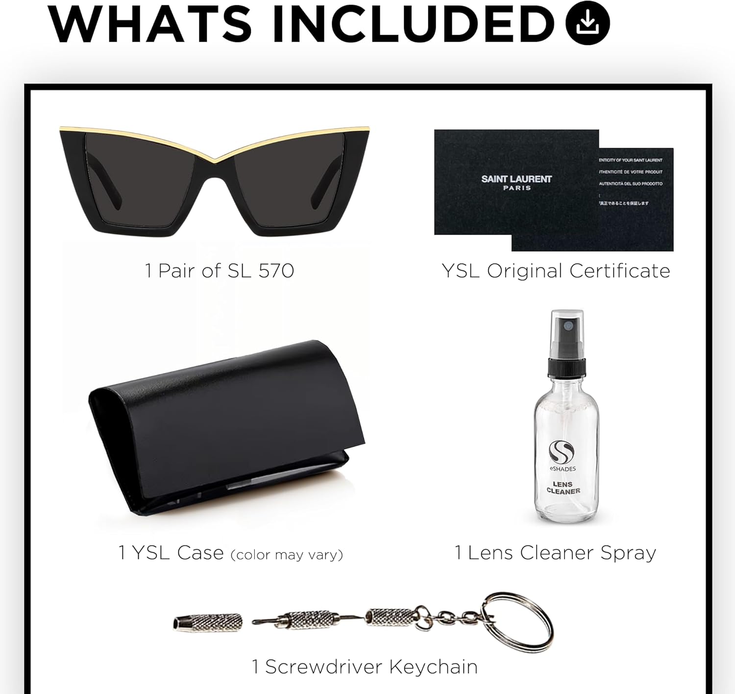 SAINT LAURENT SL 570 Zestaw okularów przeciwsłonecznych w kształcie kociego oka z luksusowym zestawem okularów eShades
