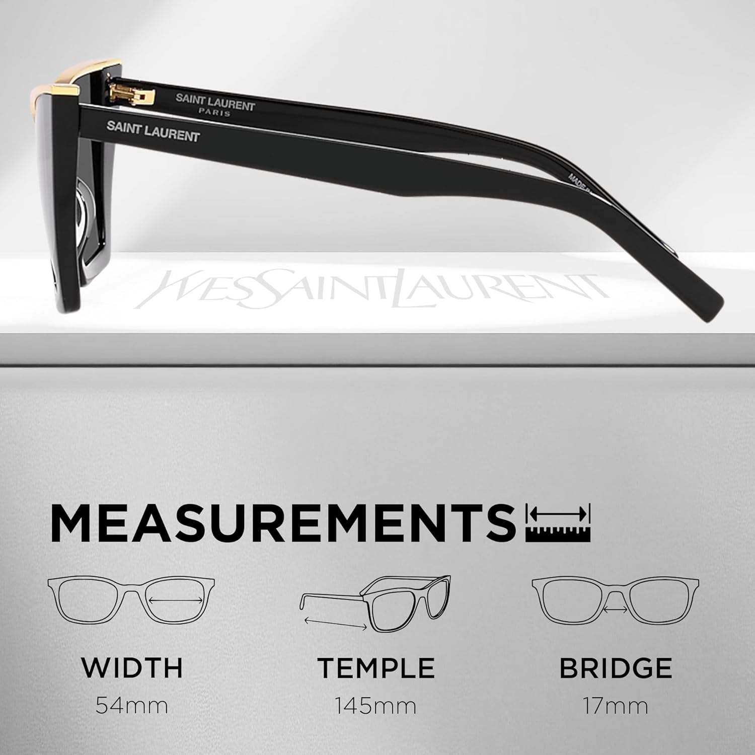 SAINT LAURENT SL 570 Zestaw okularów przeciwsłonecznych w kształcie kociego oka z luksusowym zestawem okularów eShades
