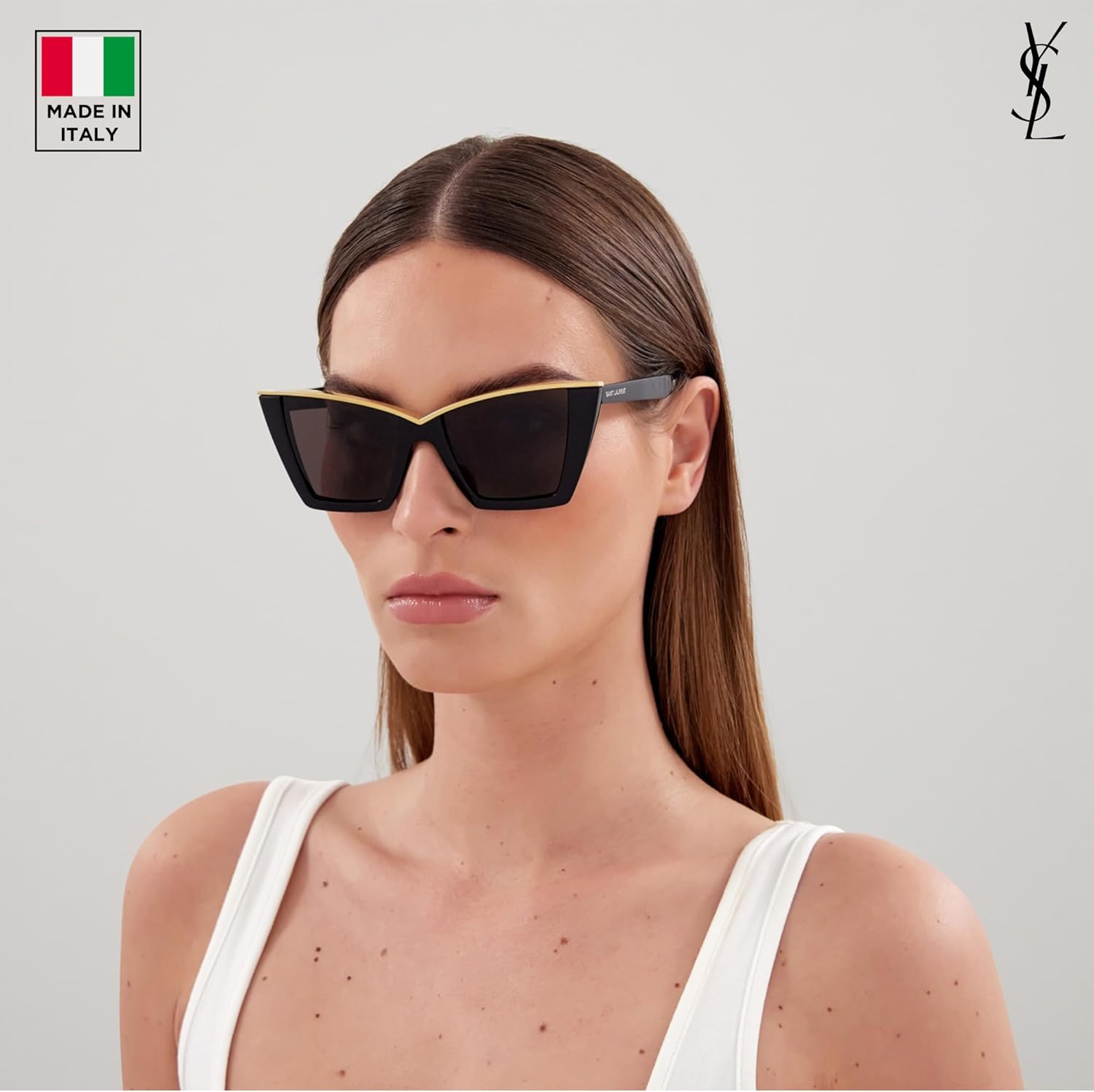 SAINT LAURENT SL 570 Zestaw okularów przeciwsłonecznych w kształcie kociego oka z luksusowym zestawem okularów eShades