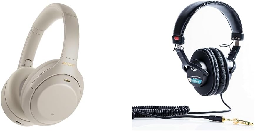 Sony WH-1000XM4 Wireless Premium Noise Canceling Overhead Headphones with Mic for Phone-Call and Alexa Voice Control, Silver WH1000XM4  MDR7506 Professional Large Diaphragm Headphone · v5
