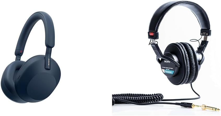 Sony WH-1000XM5 หูฟังไร้สายตัดเสียงรบกวนที่ดีที่สุด MDR7506 หูฟังไดอะแฟรมขนาดใหญ่ระดับมืออาชีพ
