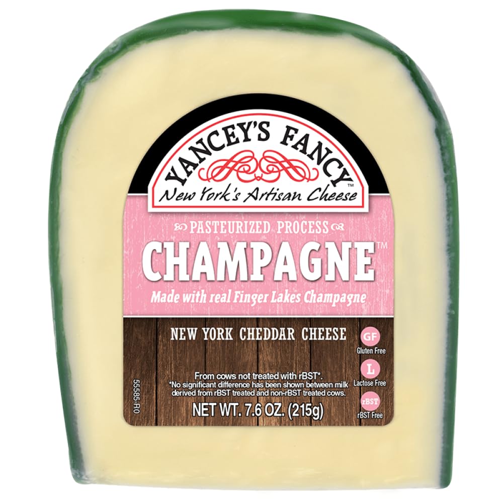 Yanceys Fancy Finger Lakes Champagne Cheddar Wedge, 7,6 once, confezione da 10