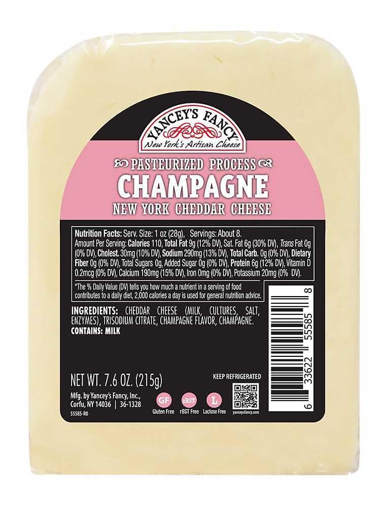 Yanceys Fancy Finger Lakes Champagne Cheddar Wedge, 7,6 once, confezione da 10