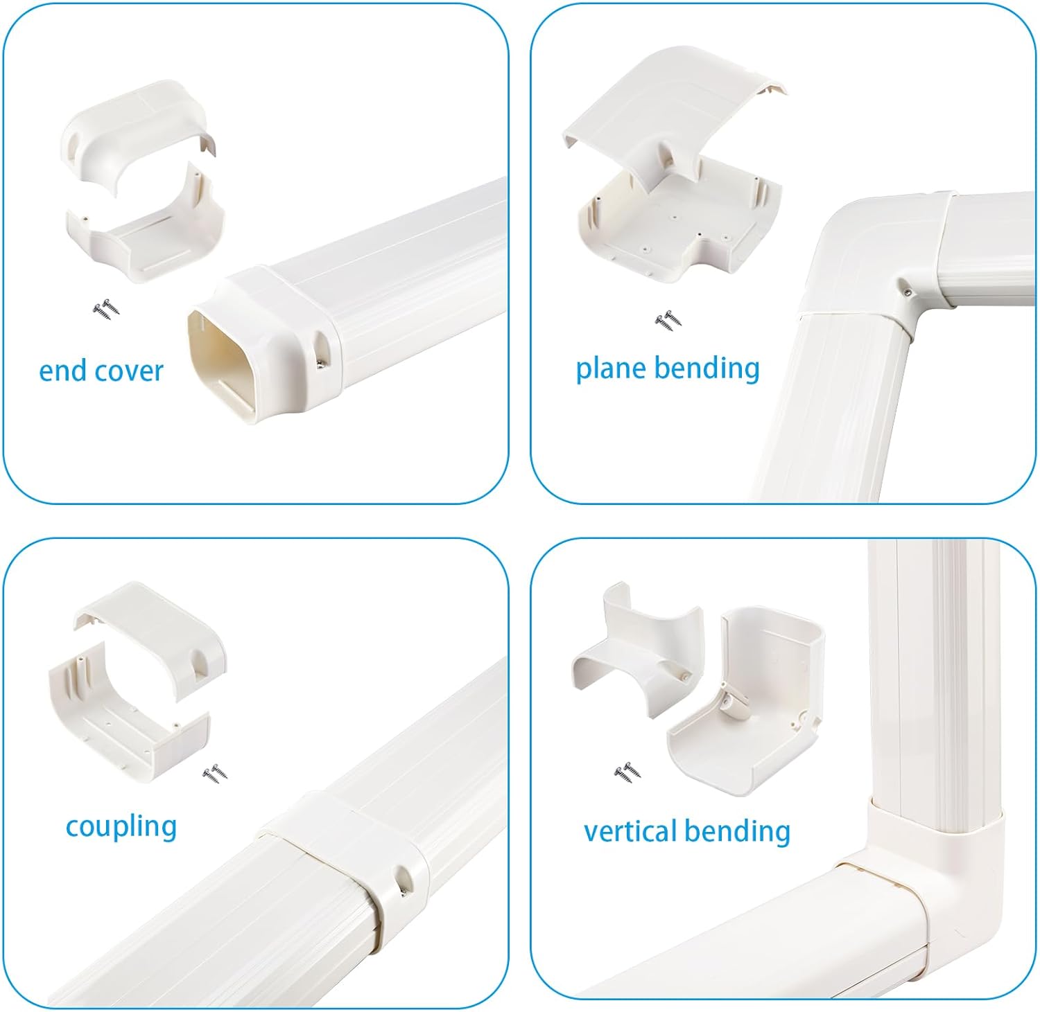 Bộ nắp đường ống chia tách mini GUYAAC, Bộ nắp đường ống PVC trang trí máy điều hòa không khí, Thích hợp cho máy bơm nhiệt, Rộng 4 inch, Dài 15 ft