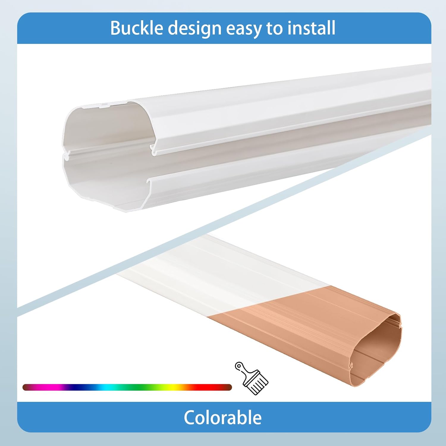 Bộ nắp đường ống chia tách mini GUYAAC, Bộ nắp đường ống PVC trang trí máy điều hòa không khí, Thích hợp cho máy bơm nhiệt, Rộng 4 inch, Dài 15 ft