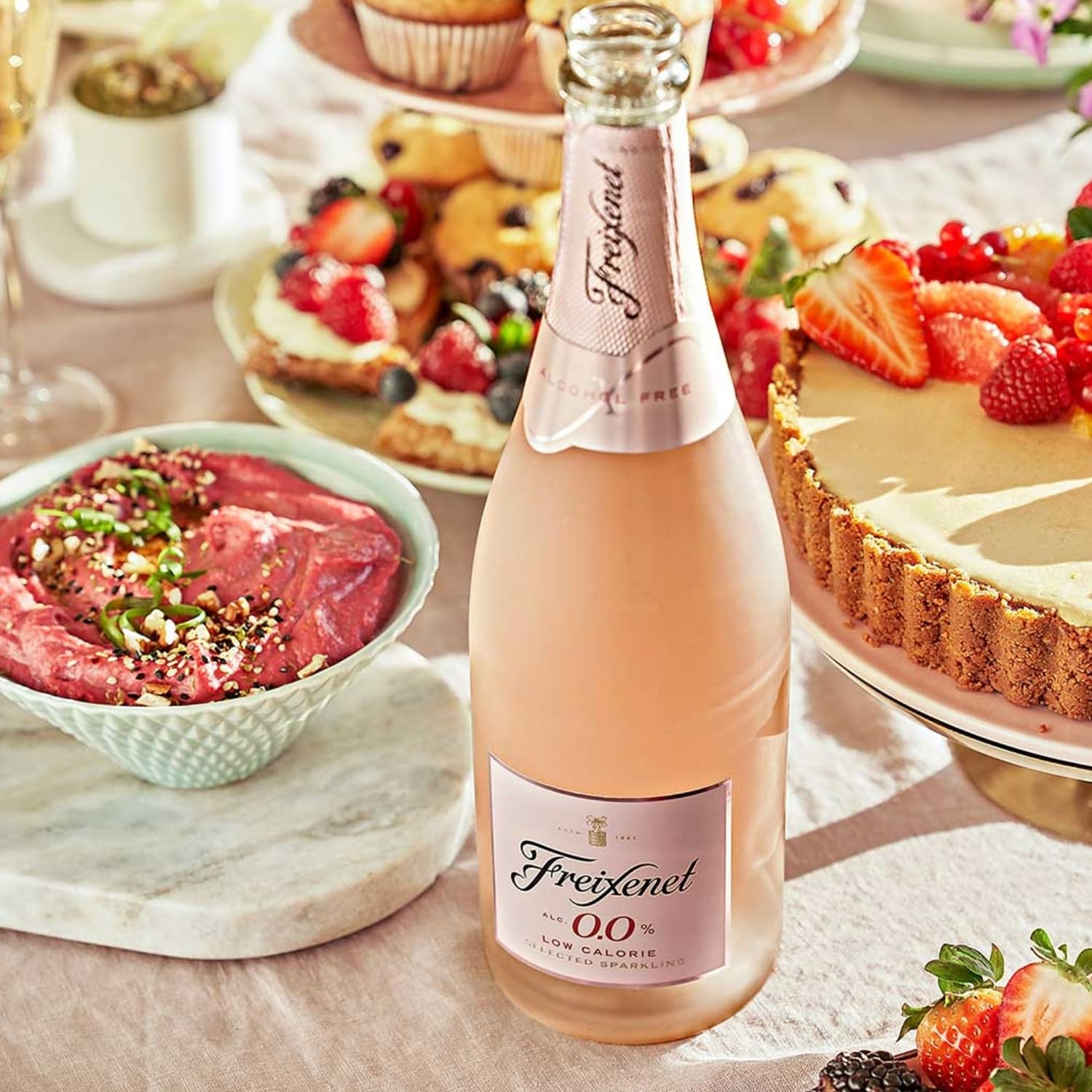 Sparkling Rosé Non-Alcoholic Wine Date Night Mixed 5 Pack Includes JP Chenet, Freixenet, Zilch, Codorniu, and Fre 750ml Zero Alcohol Dealcoholized Champagne · v2