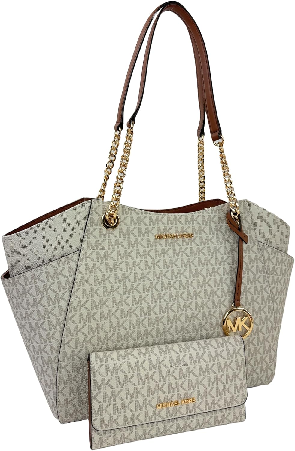 Michael Kors Jet Set Travel Large Chain Shoulder Tote bundled with Trifold Wallet · v5