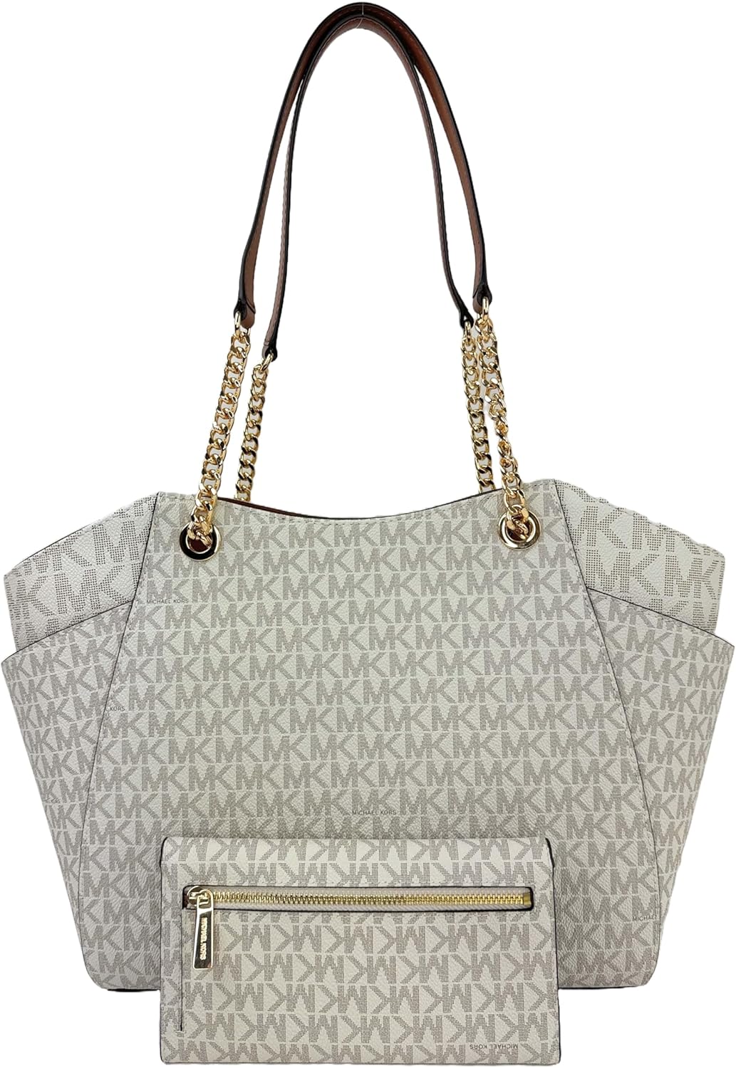 Michael Kors Jet Set Travel Large Chain Shoulder Tote bundled with Trifold Wallet · v5