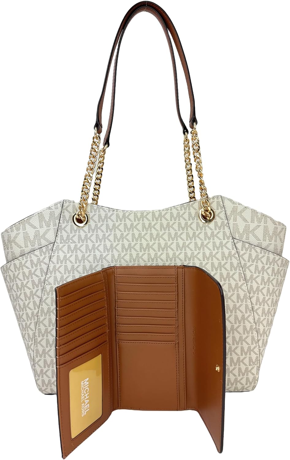 Michael Kors Jet Set Travel Large Chain Shoulder Tote bundled with Trifold Wallet · v5