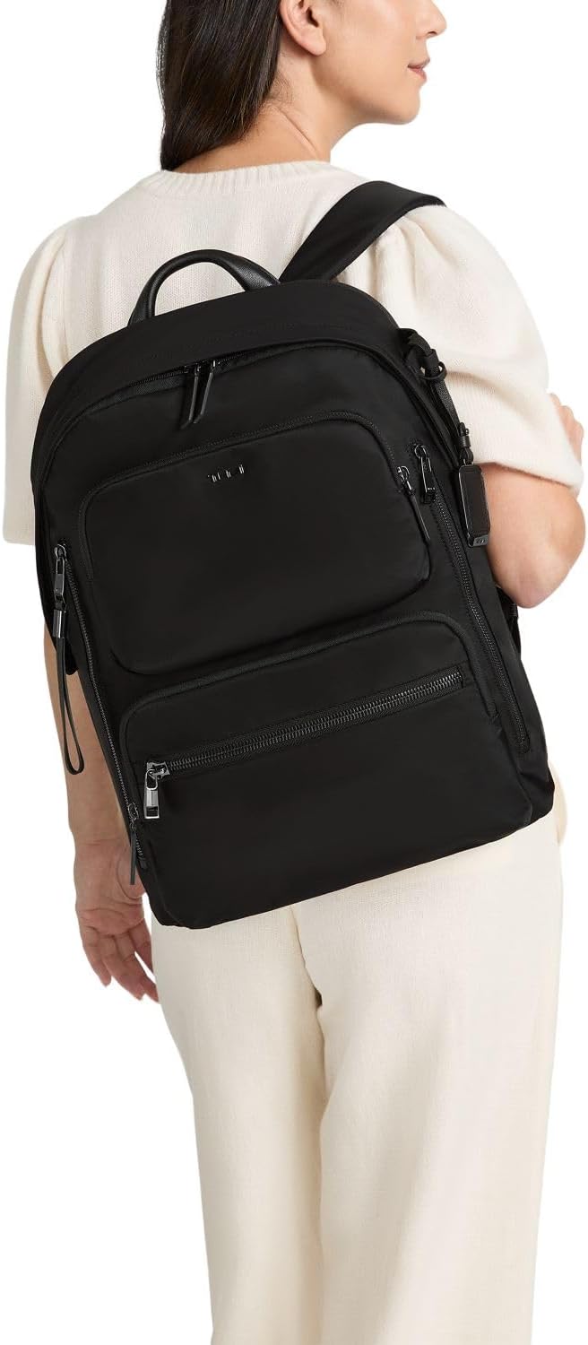 TUMI - Voyageur Montana Backpack - Стильный дорожный рюкзак для женщин - Для бизнеса, работы - Вмещает до 16 ноутбуков - Черный/золотой
