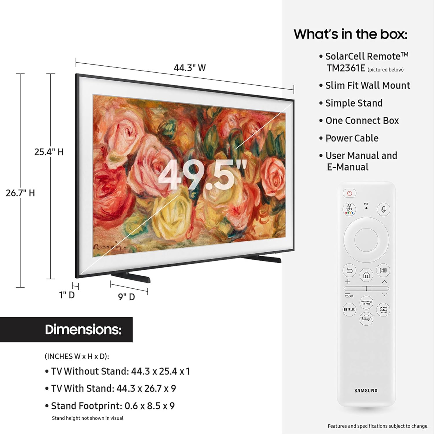 SAMSUNG 50-Inch Class QLED 4K LS03D The Frame Series Quantum HDR Smart TV w/Dolby Atmos, Art Mode, Anti-Reflection, Customizable Frame, Slim Fit Wall Mount with Alexa Built-in (QN50LS03D, 2024 Model) · v8